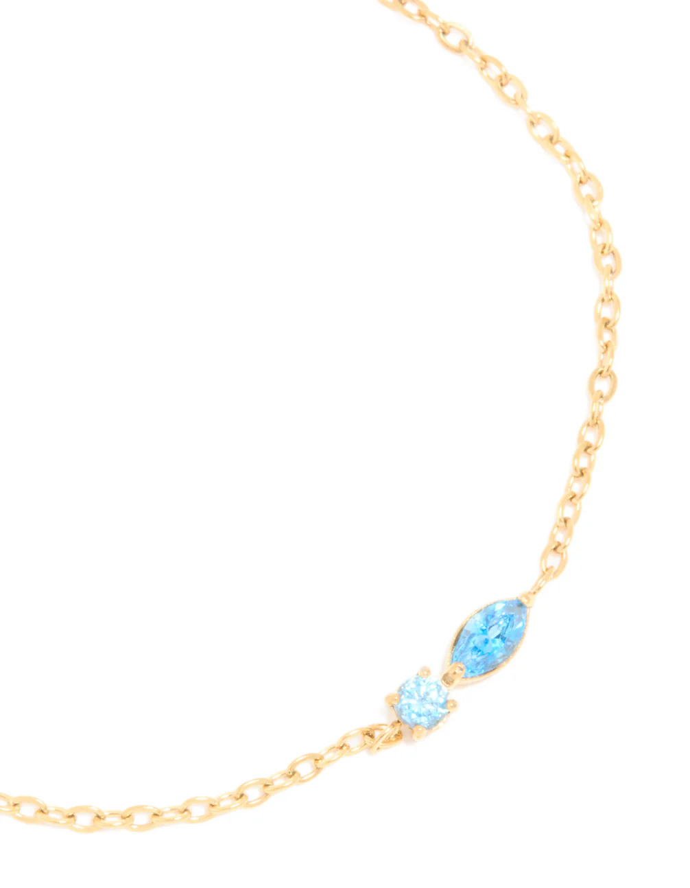 Waterproof Gold Plated Stainless Steel December Blue Cubic Zirconia Birthstone Bracelet - Image 4