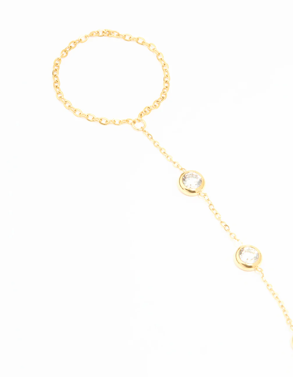 Waterproof Gold Plated Stainless Steel Diamante Bezel Hand Chain - Image 2