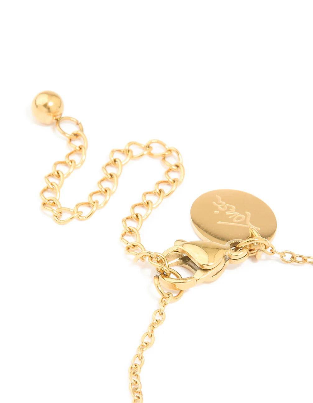 Waterproof Gold Plated Stainless Steel Diamante & Circle Link Chain Bracelet - Image 5