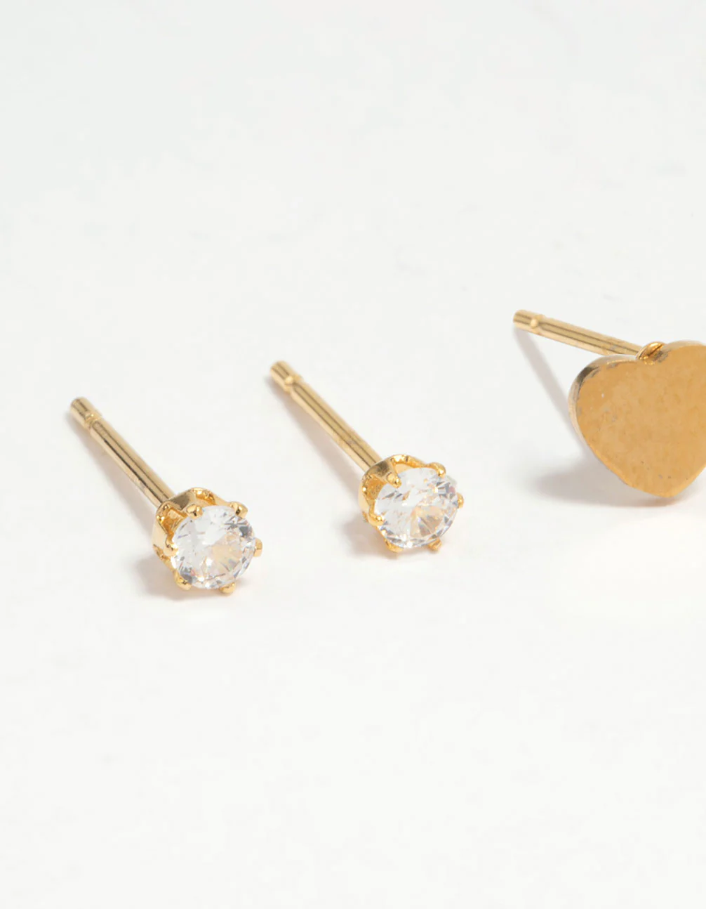 Waterproof Gold Plated Stainless Steel Diamante Clover & Heart Earring Stack Pack - Image 4