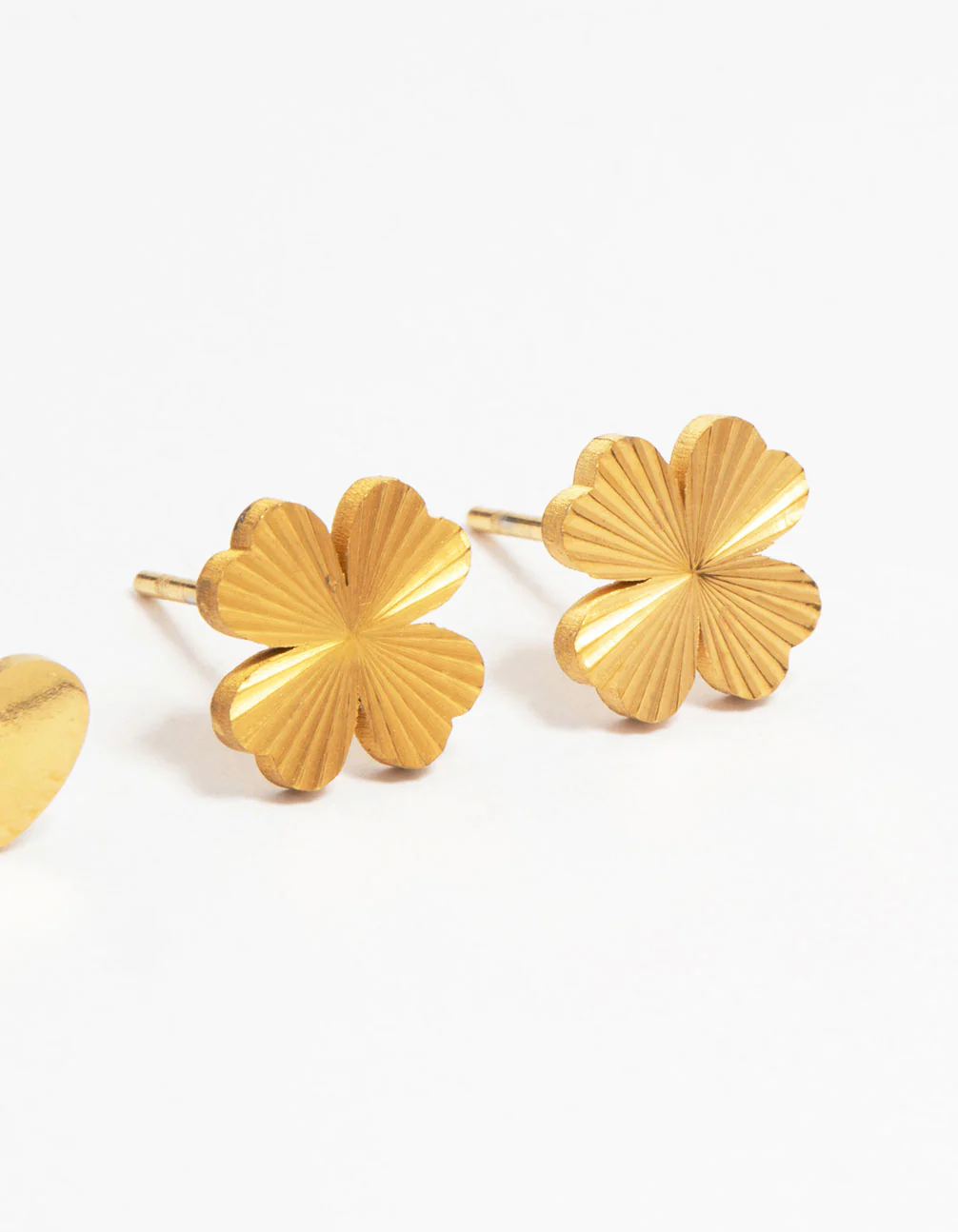 Waterproof Gold Plated Stainless Steel Diamante Clover & Heart Earring Stack Pack - Image 5