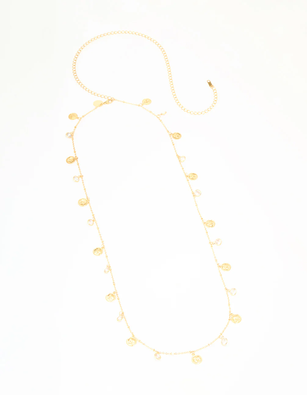 Waterproof Gold Plated Stainless Steel Diamante & Disc Waist Chain - Image 2
