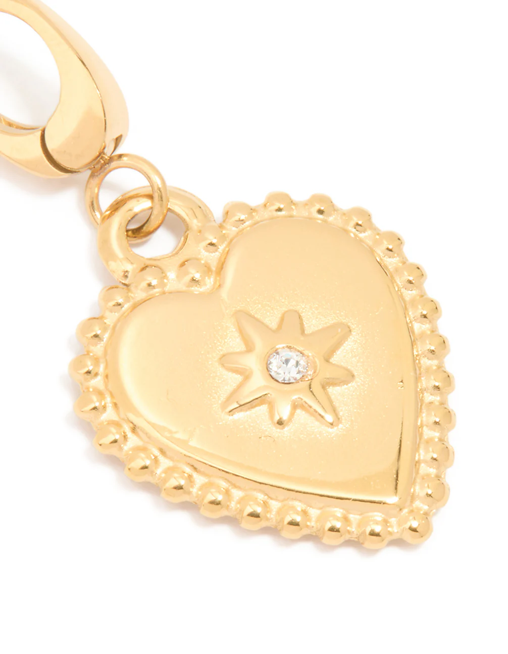 Waterproof Gold Plated Stainless Steel Diamante Heart Beaded Charm - Image 2