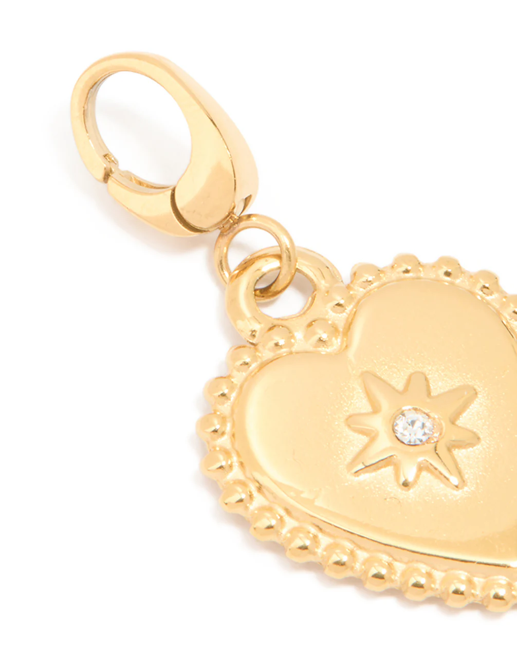 Waterproof Gold Plated Stainless Steel Diamante Heart Beaded Charm - Image 3