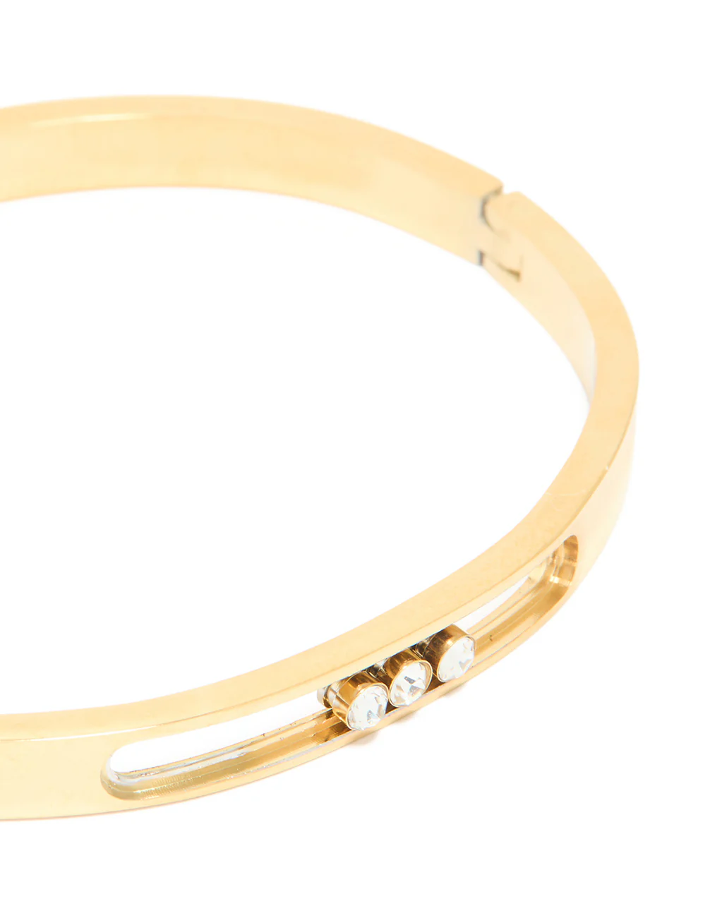 Waterproof Gold Plated Stainless Steel Diamante Hinged Bangle - Image 4