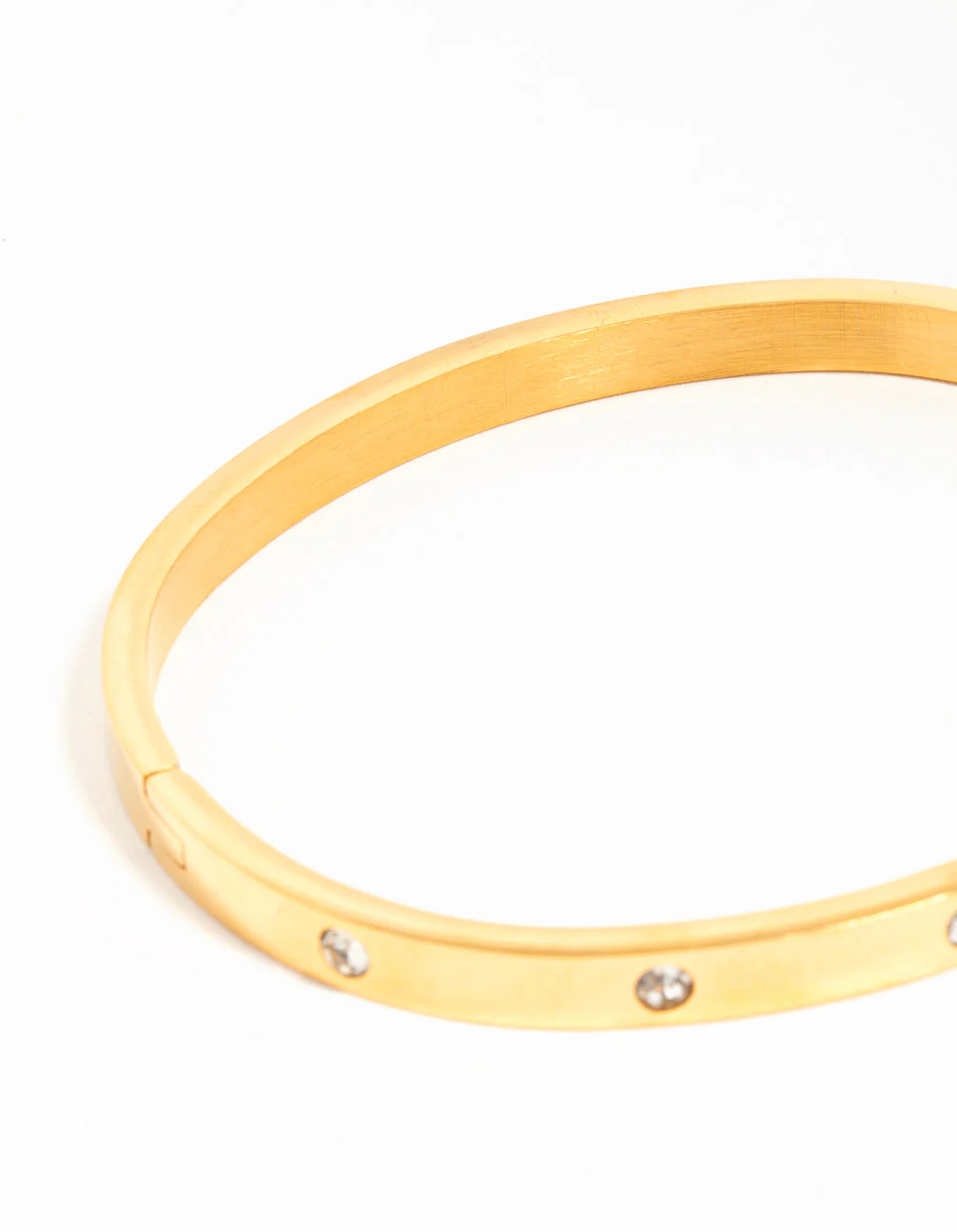 Waterproof Gold Plated Stainless Steel Diamante Hinged Bangle - Image 3