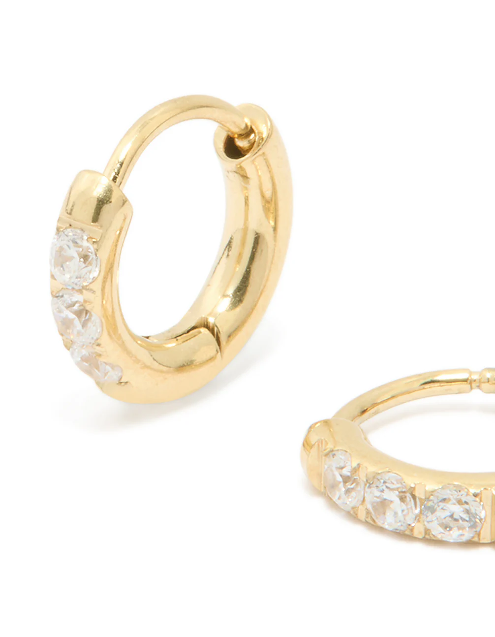 Waterproof Gold Plated Stainless Steel Cubic Zirconia Huggie Earrings 10 MM - Image 4