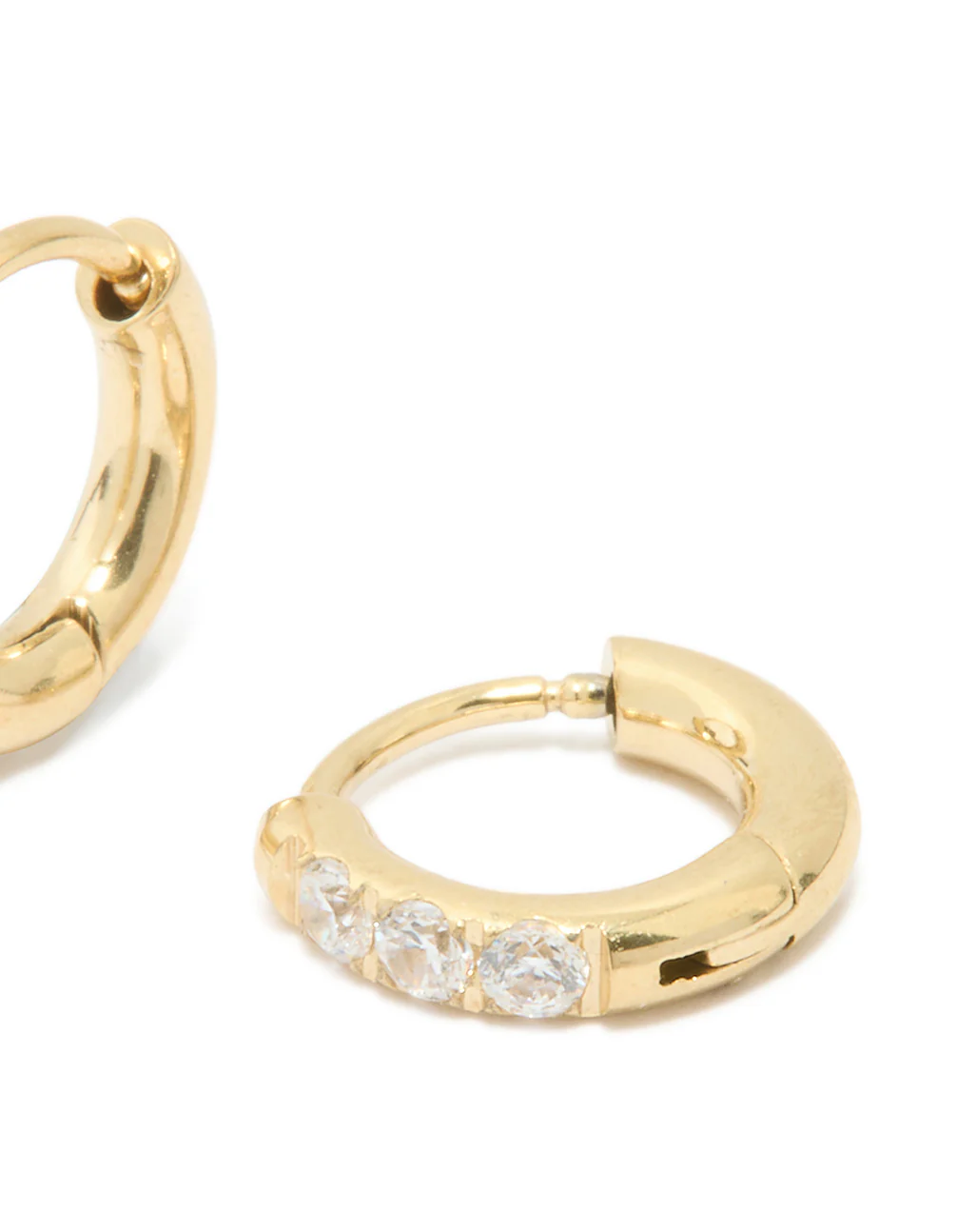 Waterproof Gold Plated Stainless Steel Cubic Zirconia Huggie Earrings 10 MM - Image 5