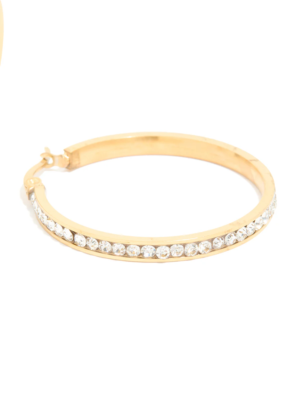 Waterproof Gold Plated Stainless Steel Diamante Hoop Earrings 35 MM - Image 3