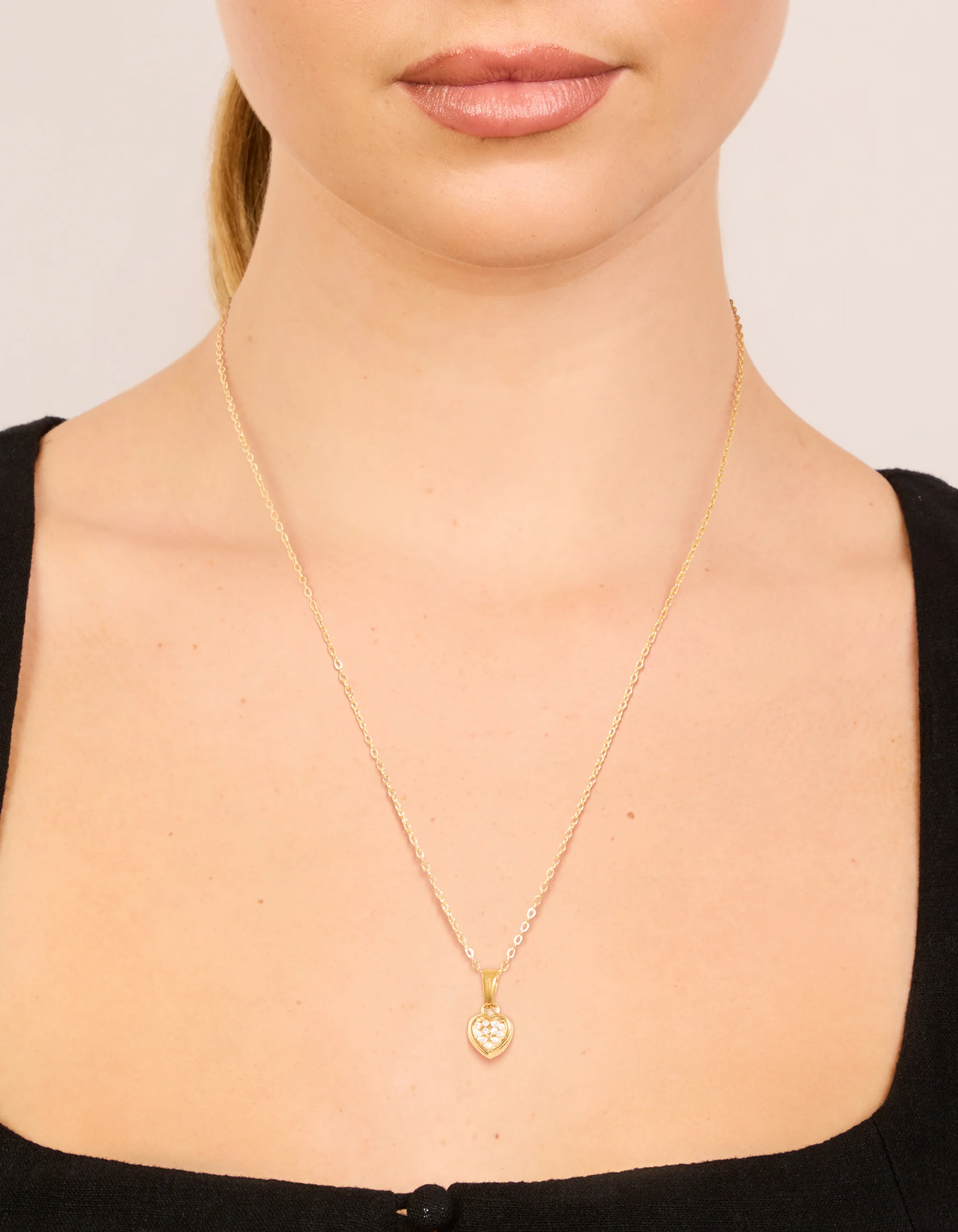 Waterproof Gold Plated Stainless Steel Diamante Mini Pavé Heart Earrings - Image 2
