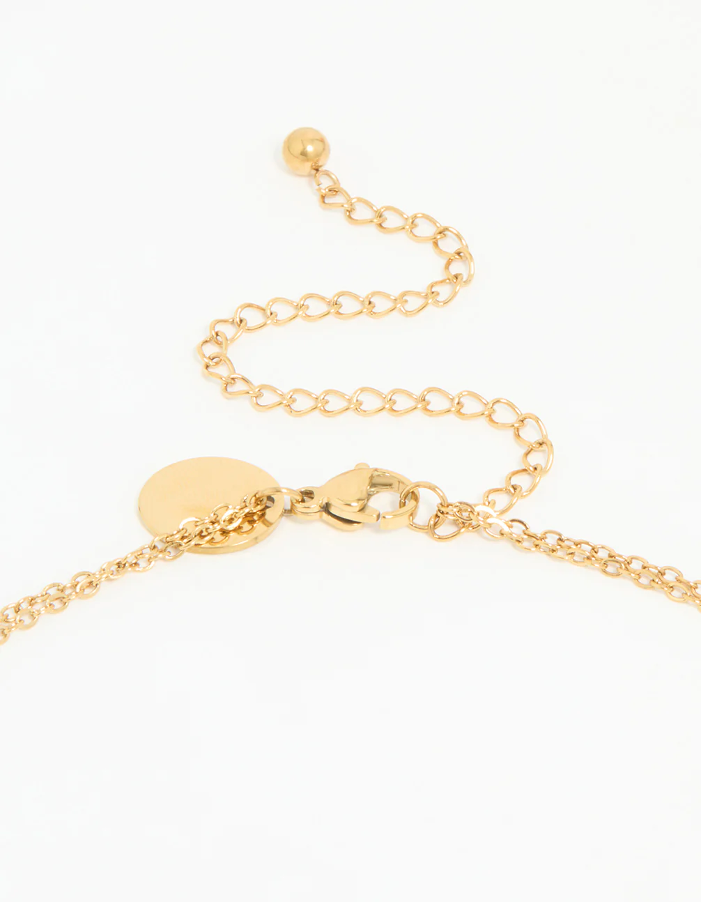 Waterproof Gold Plated Stainless Steel Diamante Pendant Layered Necklace - Image 3