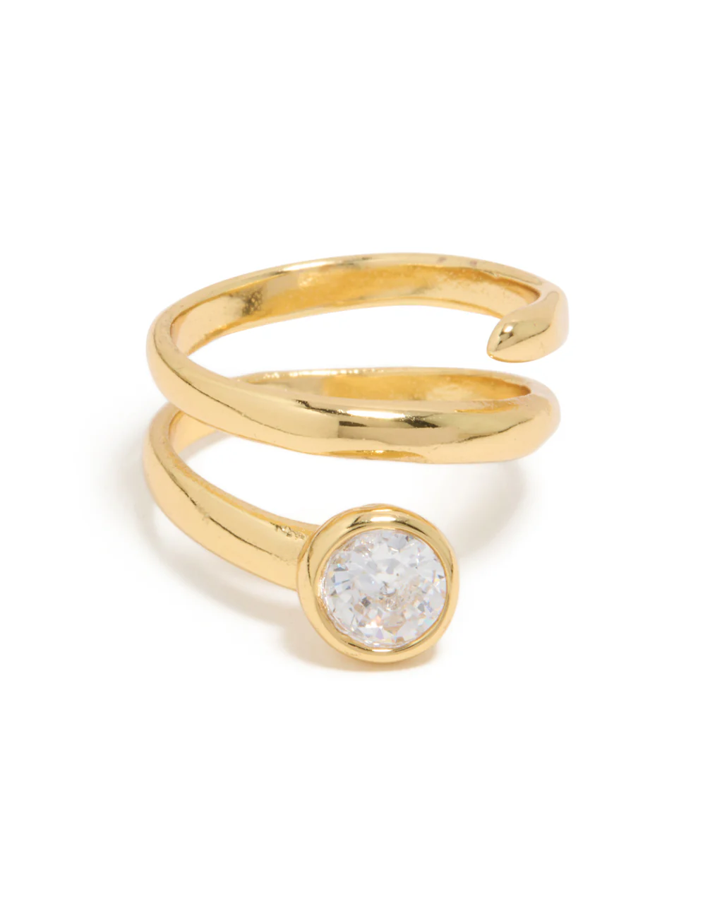 Waterproof Gold Plated Stainless Steel Diamante Swirl Ring - Image 3