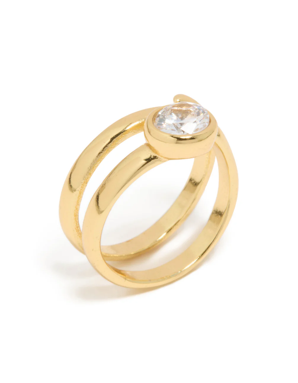 Waterproof Gold Plated Stainless Steel Diamante Swirl Ring - Image 4