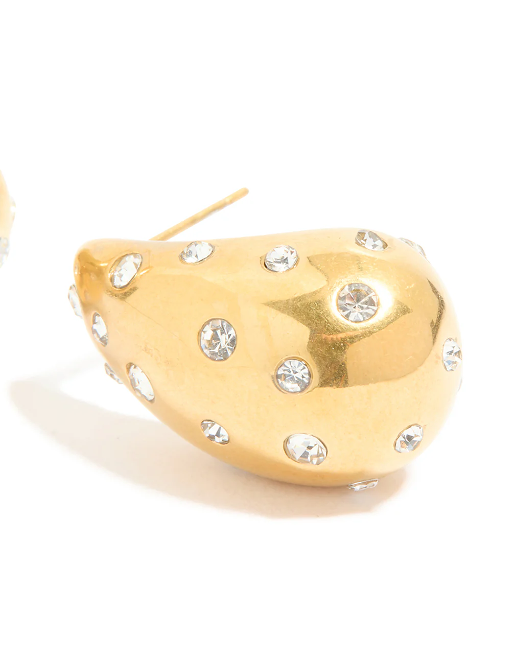Waterproof Gold Plated Stainless Steel Diamante Teardrop Bubble Earrings - Image 5