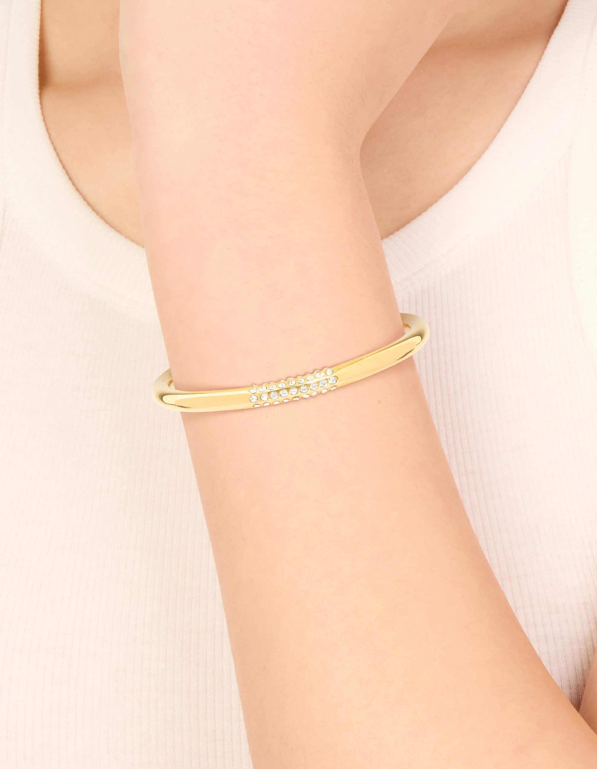 Waterproof Gold Plated Stainless Steel Diamante Wrist Cuff - Image 6