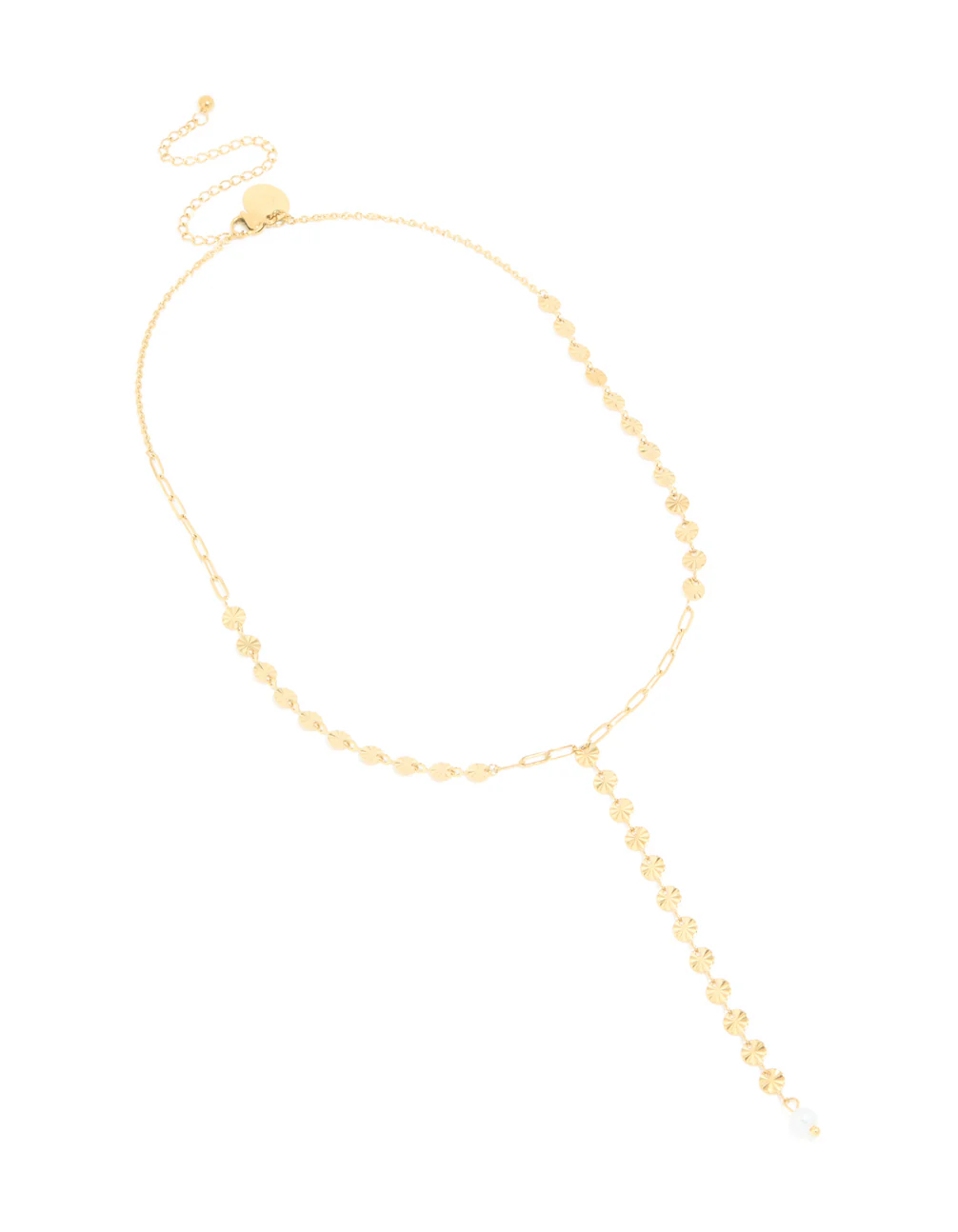 Waterproof Gold Plated Stainless Steel Disc Chain Y-Necklace - Image 4