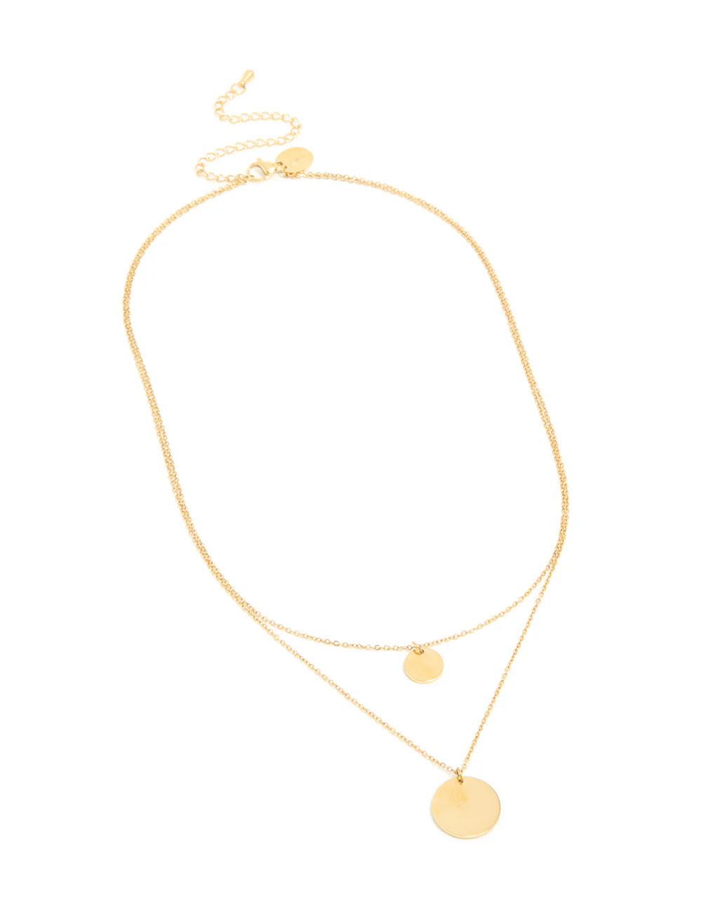 Waterproof Gold Plated Stainless Steel Disc Layered Necklace - Image 2