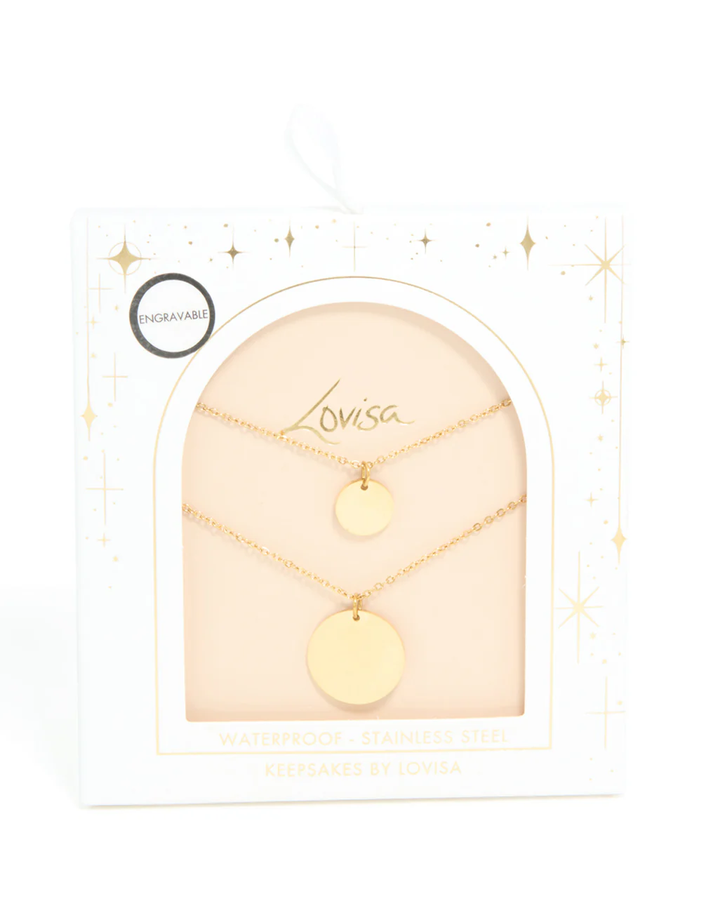 Waterproof Gold Plated Stainless Steel Disc Layered Necklace - Image 3