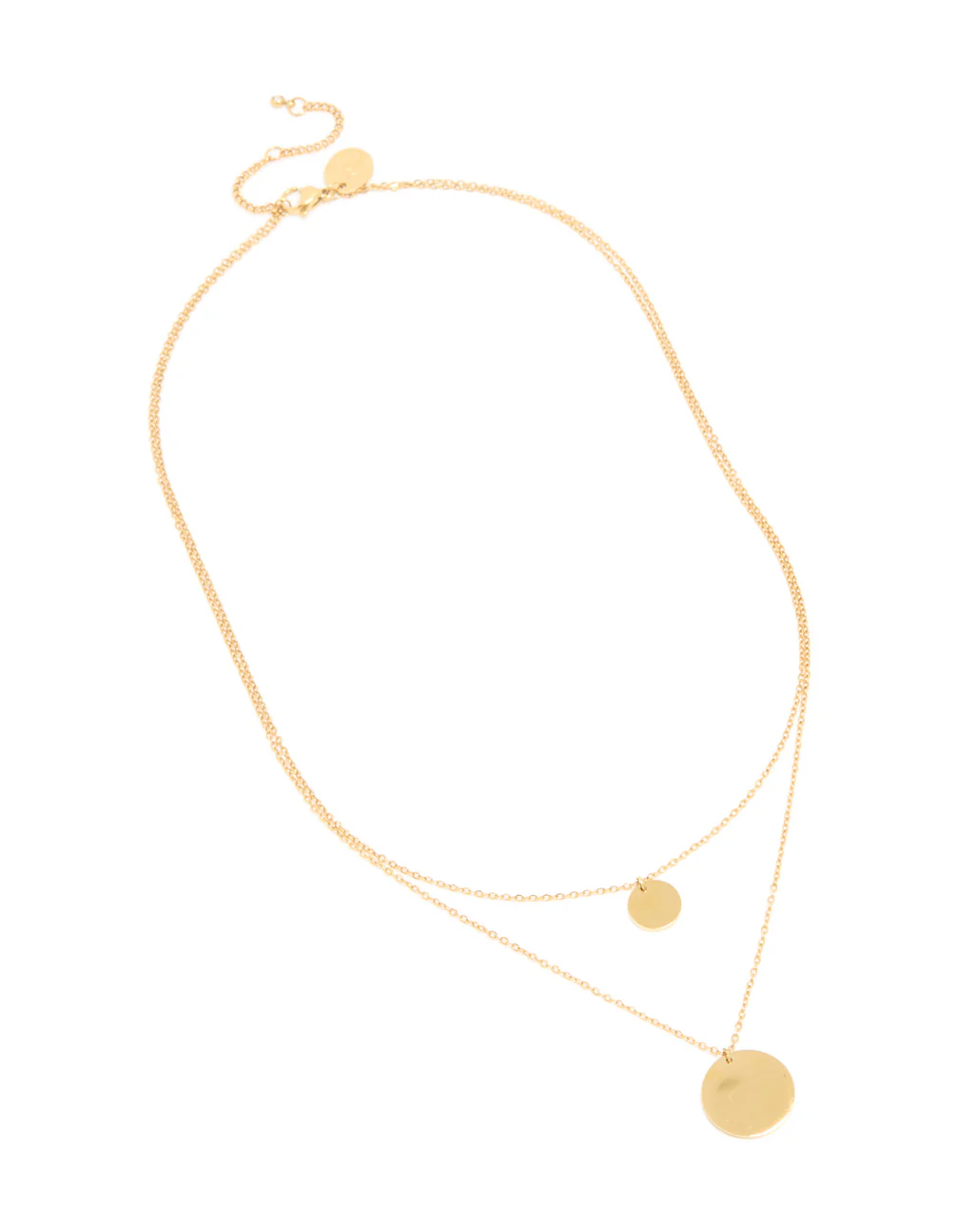 Waterproof Gold Plated Stainless Steel Disc Pendant Layered Necklace - Image 2