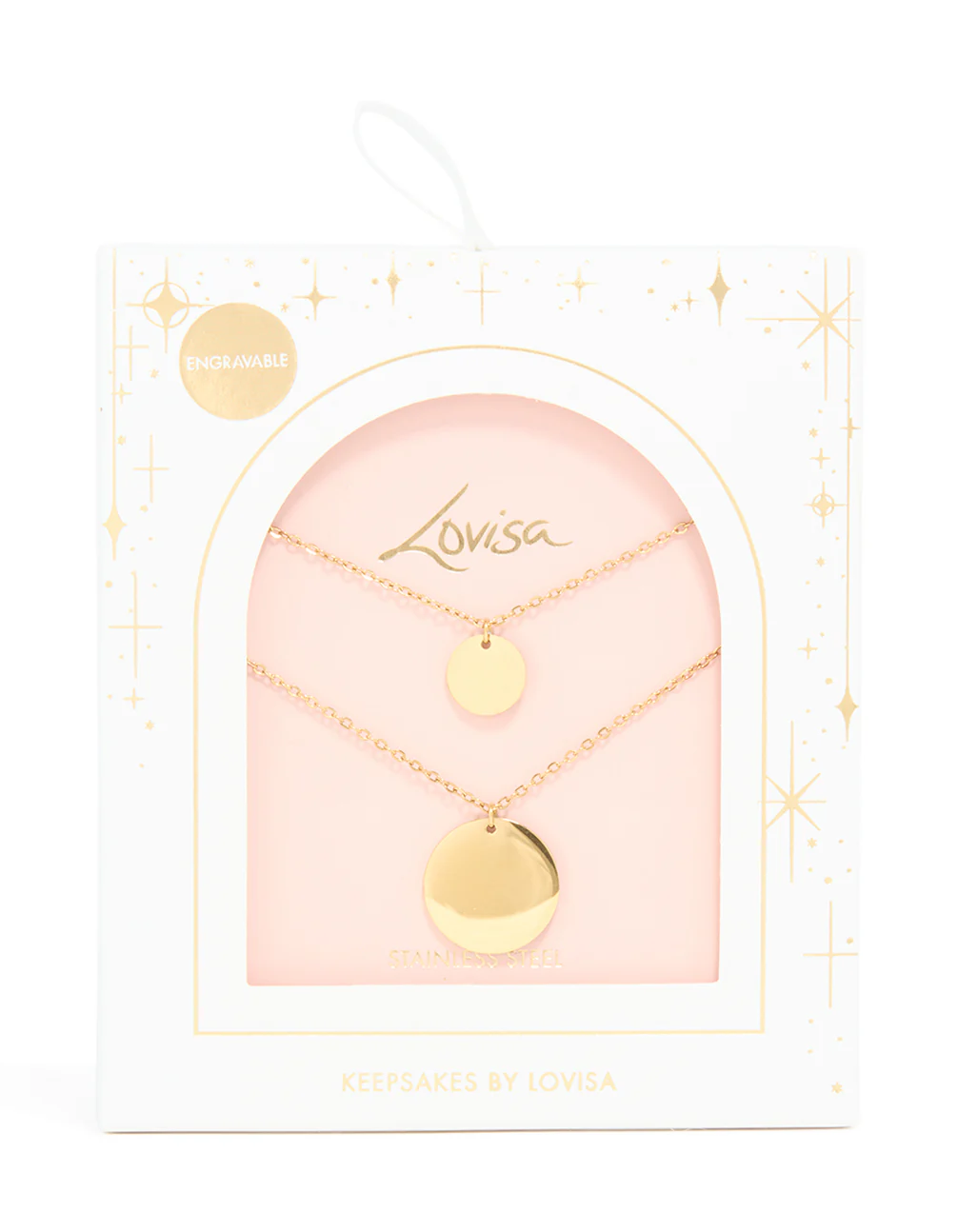 Waterproof Gold Plated Stainless Steel Disc Pendant Layered Necklace - Image 3