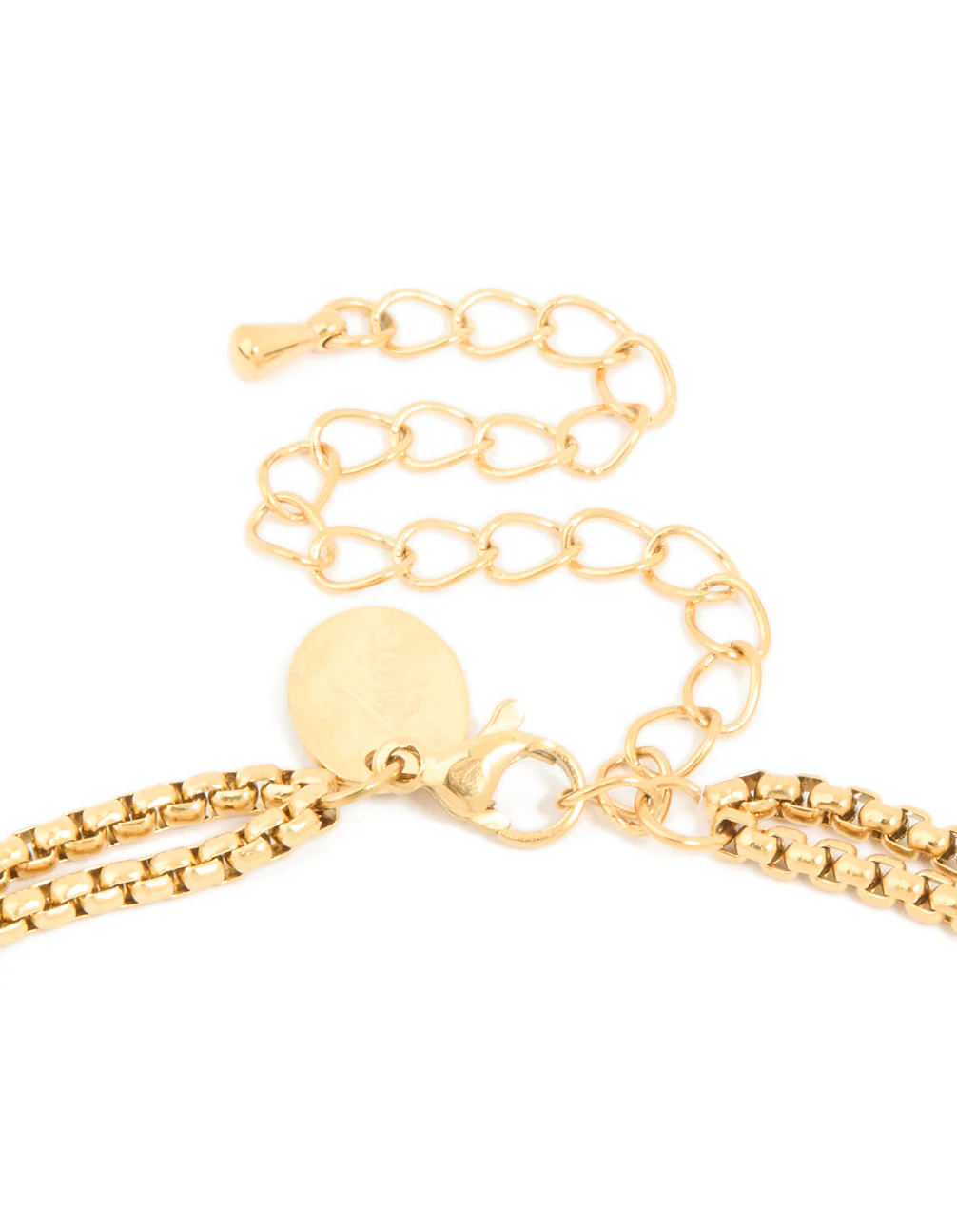 Waterproof Gold Plated Stainless Steel Double Box Chain Layered Necklace - Image 3