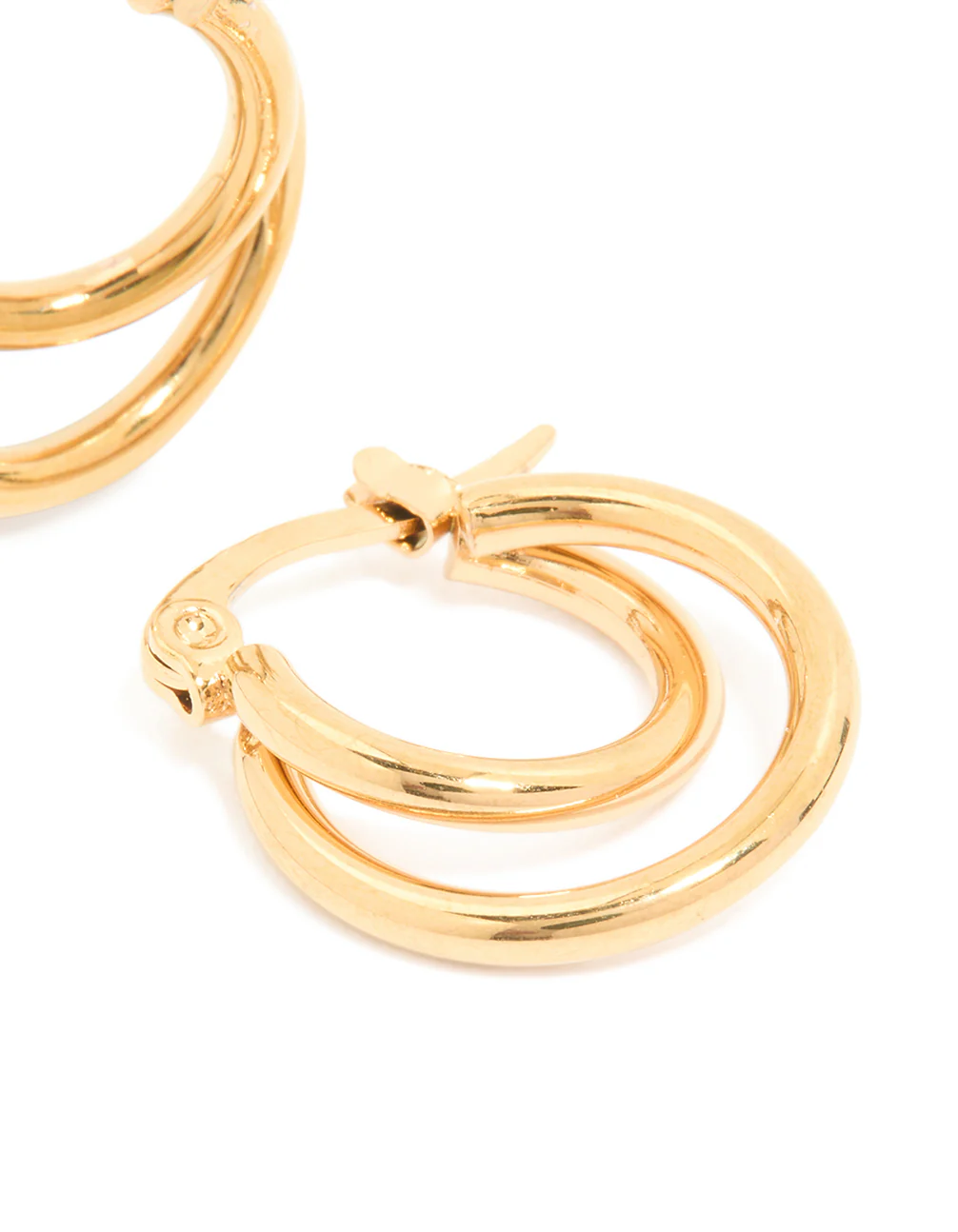 Waterproof Gold Plated Stainless Steel Double Classic Hoop Earrings - Image 3
