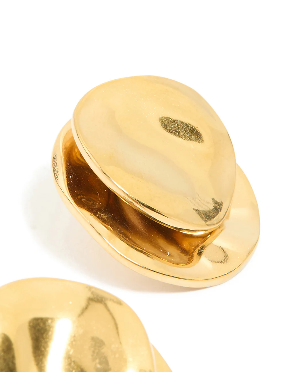 Waterproof Gold Plated Stainless Steel Double Crinkle Disc Stud Earrings - Image 3