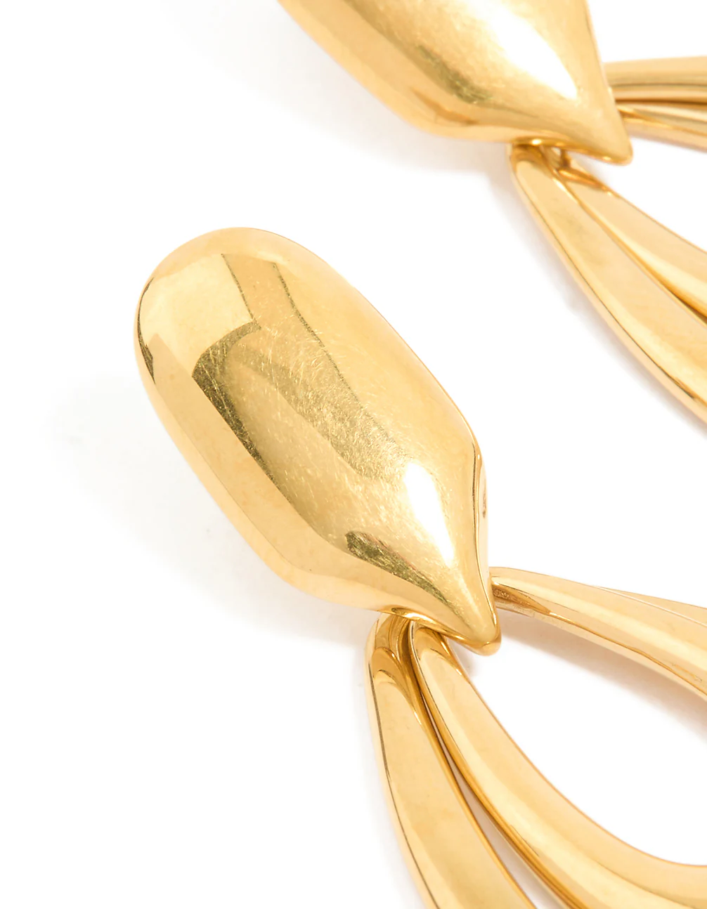 Waterproof Gold Plated Stainless Steel Double Doorknocker Earrings - Image 2