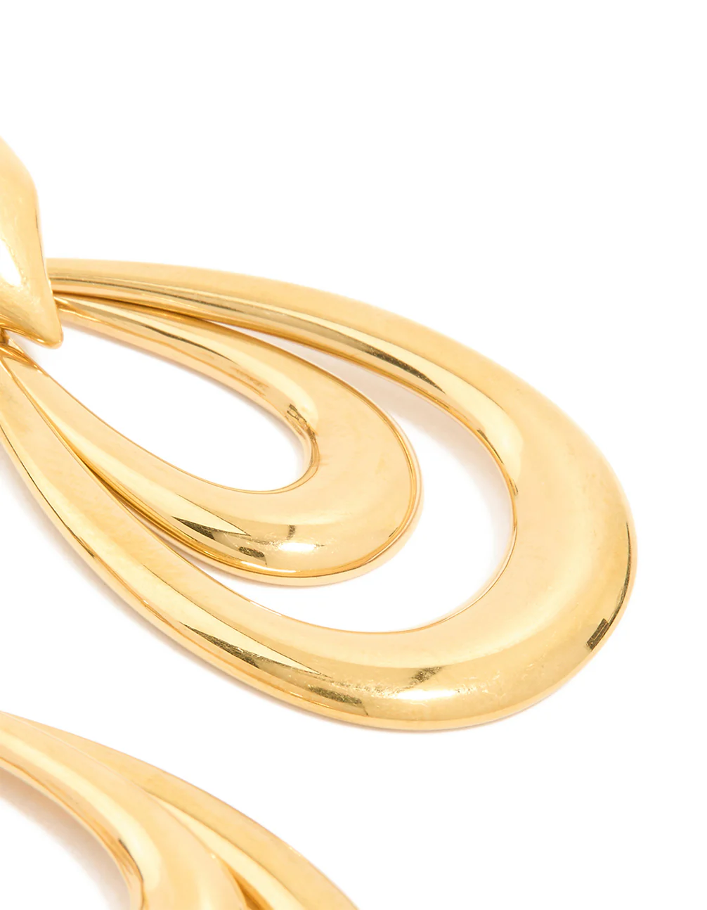 Waterproof Gold Plated Stainless Steel Double Doorknocker Earrings - Image 3