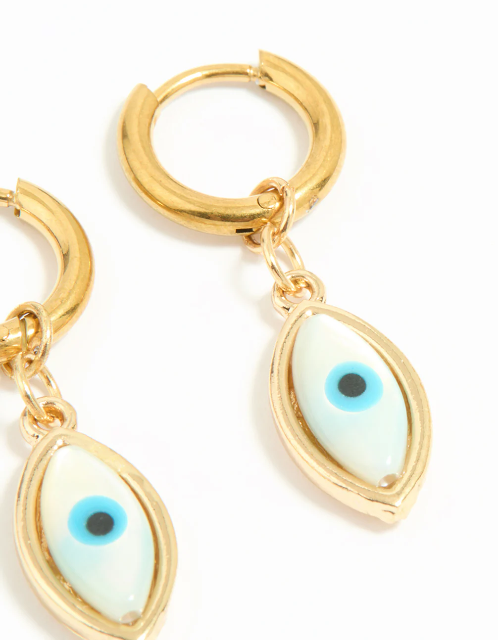 Waterproof Gold Plated Stainless Steel Double Evil Eye Earrings 2-Pack - Image 3