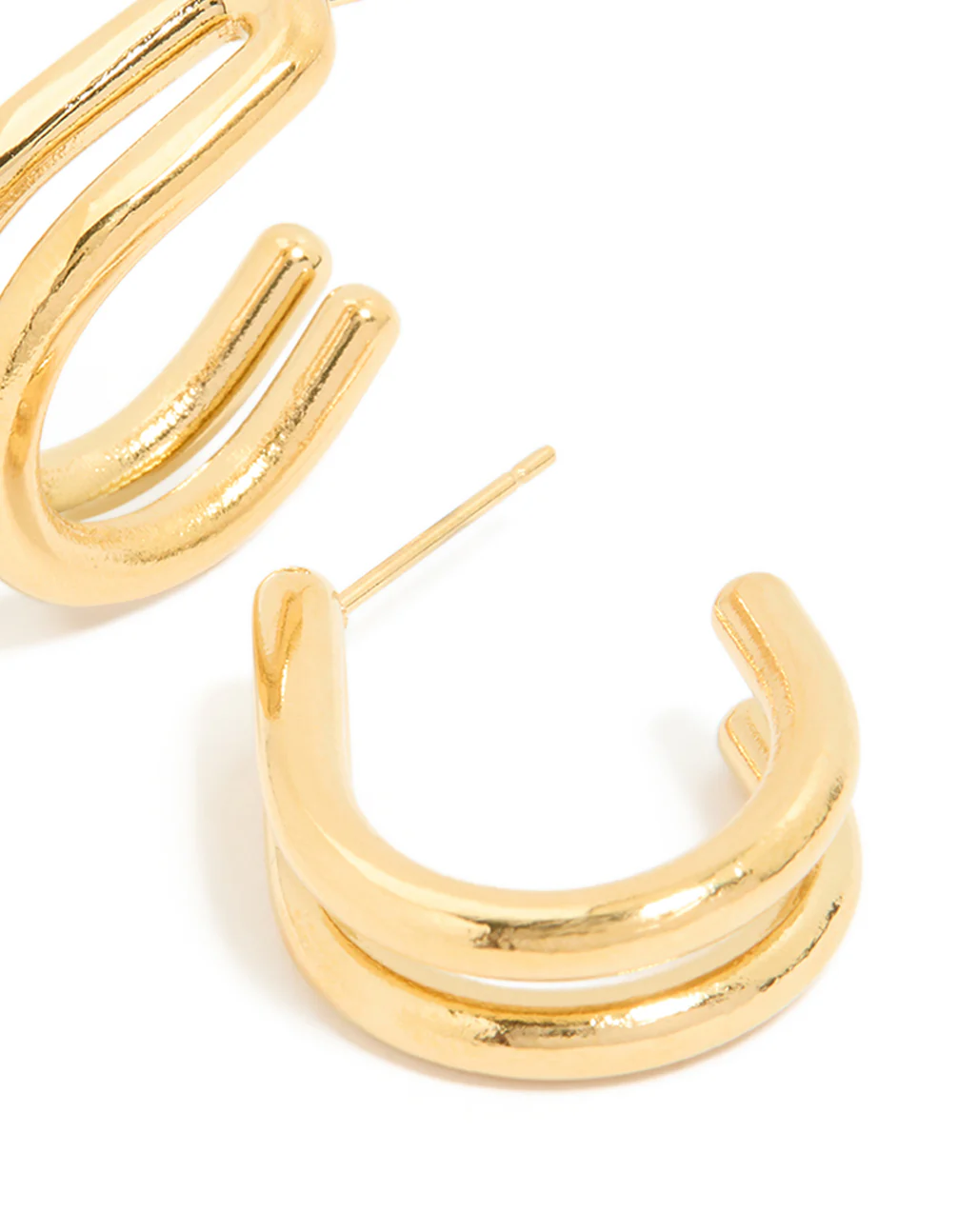 Waterproof Gold Plated Stainless Steel Double Layered Hoop Earrings - Image 5