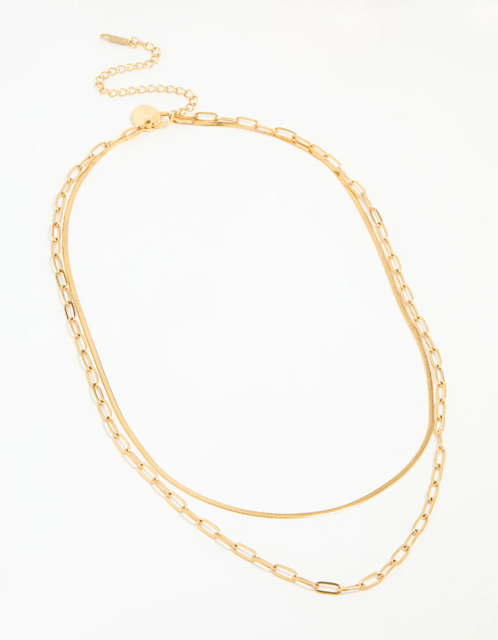 Waterproof Gold Plated Stainless Steel Double Link Layered Necklace - Image 2