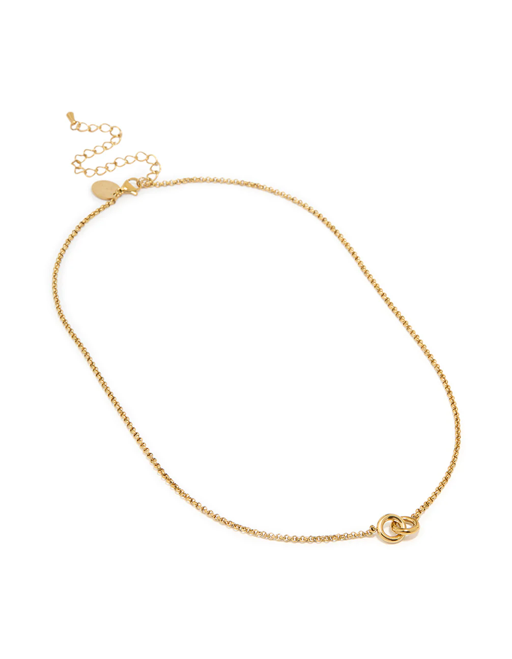Waterproof Gold Plated Stainless Steel Double Ring Pendant Necklace - Image 4