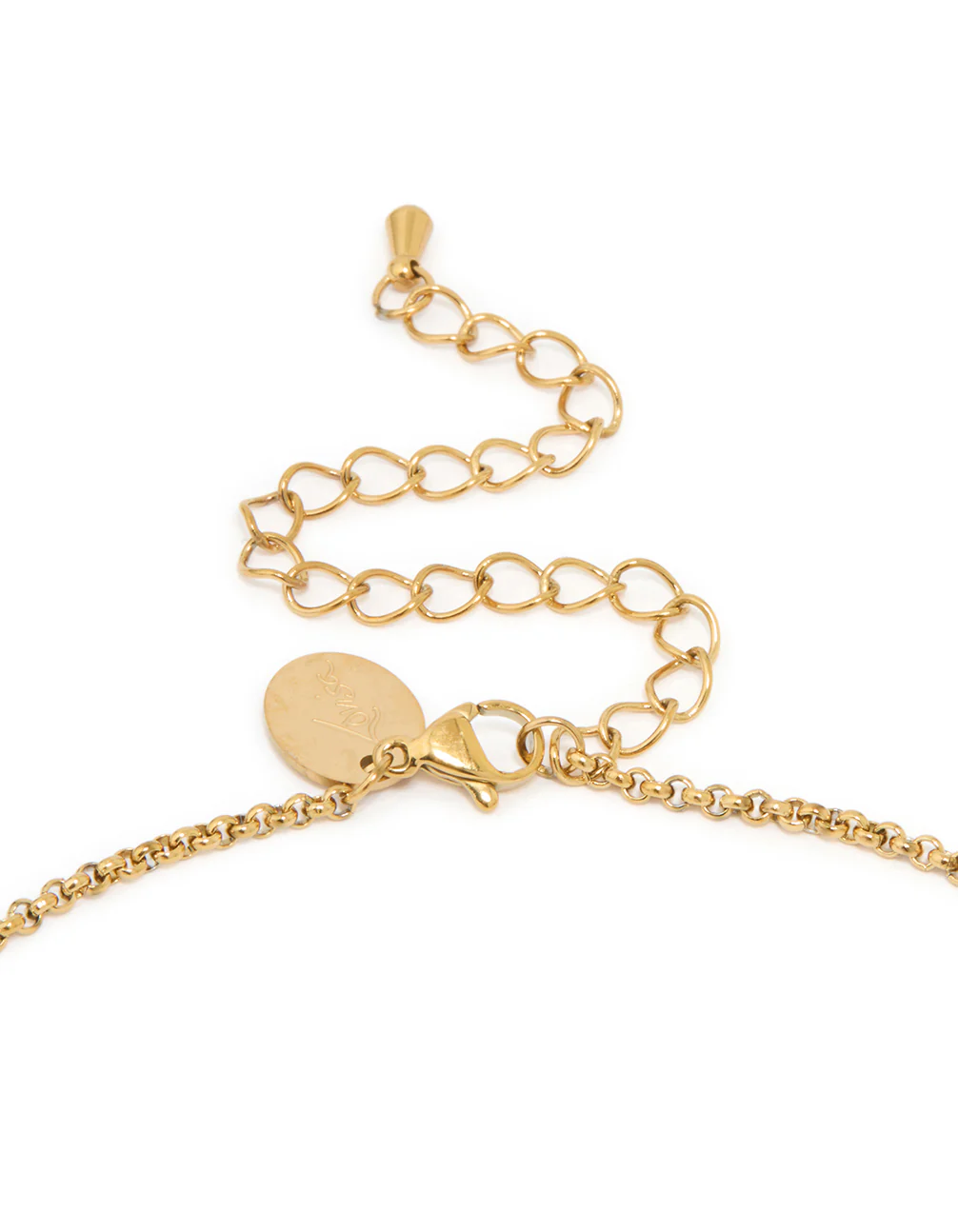 Waterproof Gold Plated Stainless Steel Double Ring Pendant Necklace - Image 5