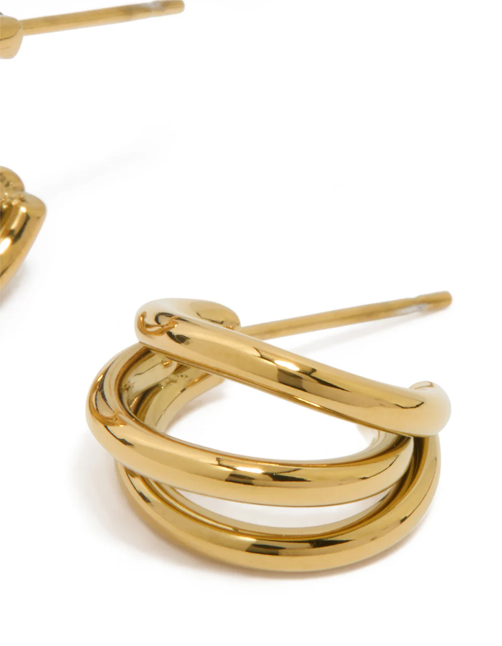 Waterproof Gold Plated Stainless Steel Double Row Hoop Earrings - Image 3