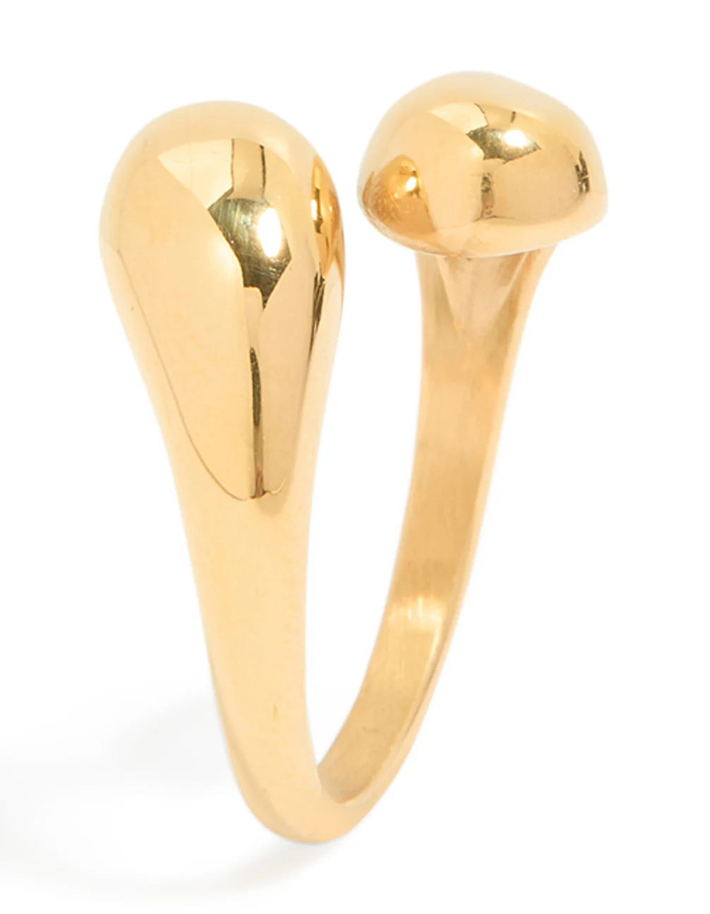 Waterproof Gold Plated Stainless Steel Double Teardrop Wrap Around Ring - Image 2