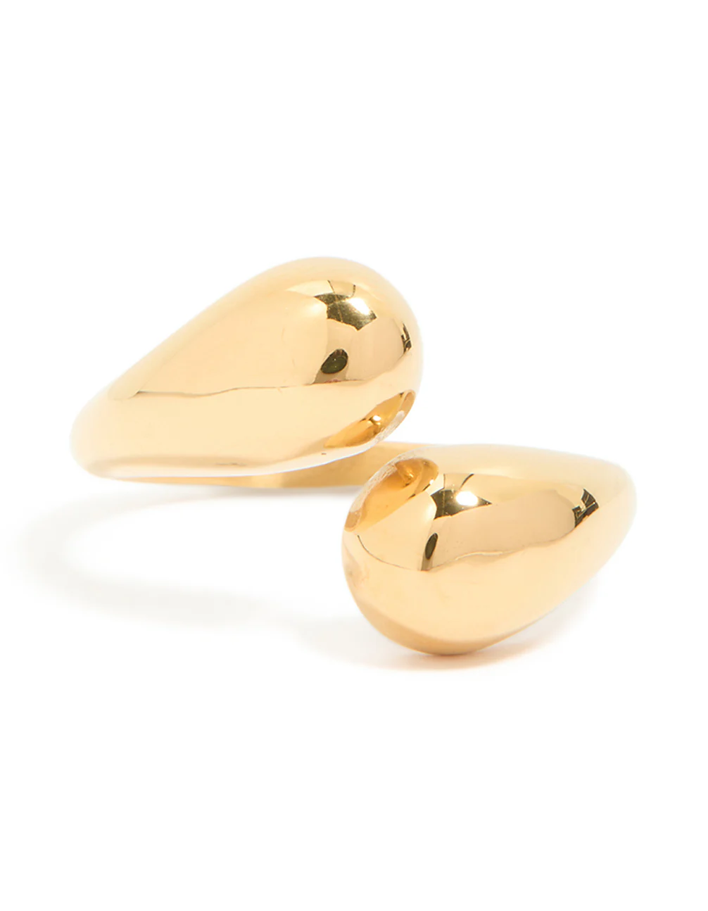 Waterproof Gold Plated Stainless Steel Double Teardrop Wrap Around Ring - Image 3