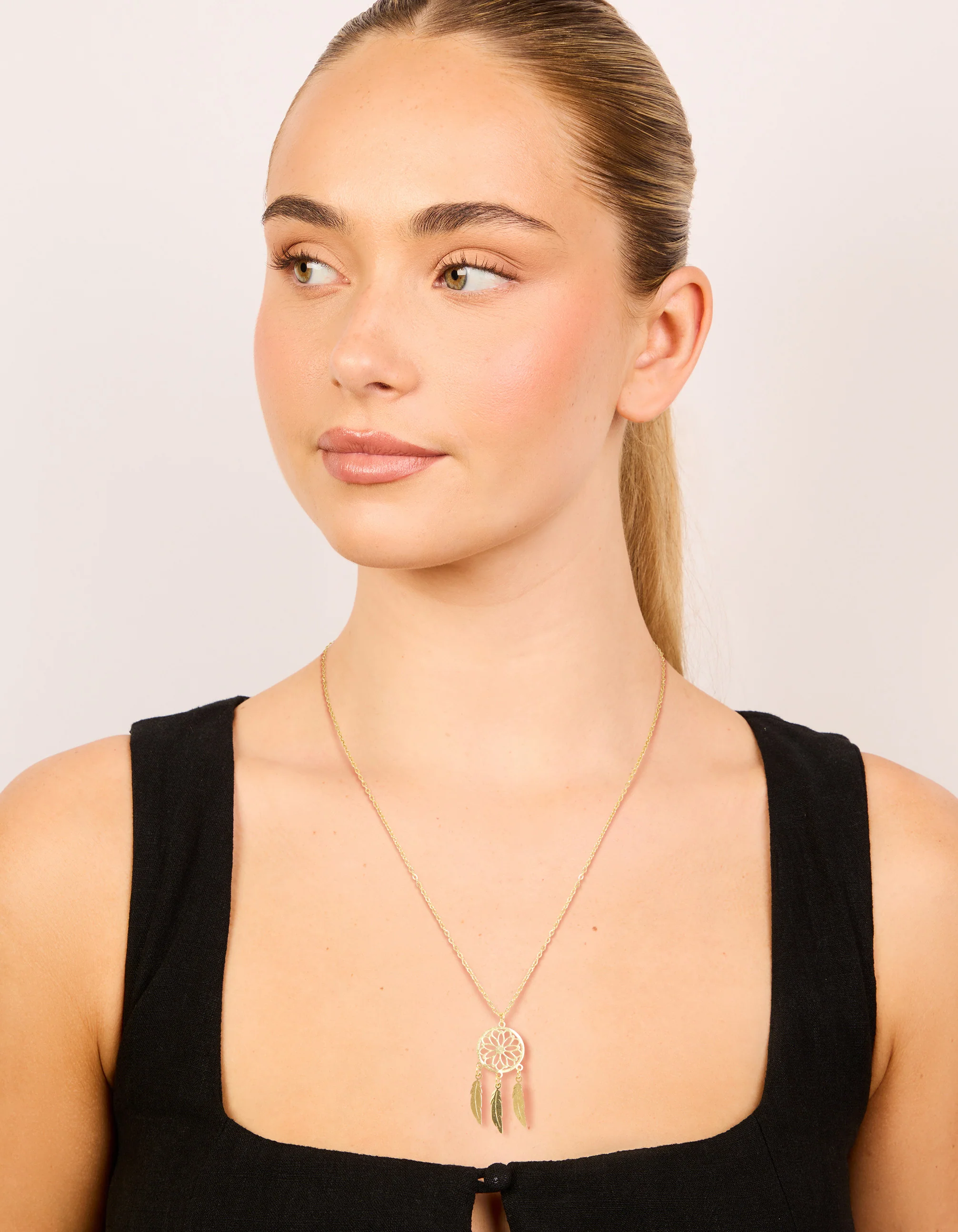 Waterproof Gold Plated Stainless Steel Dreamcatcher Necklace - Image 3