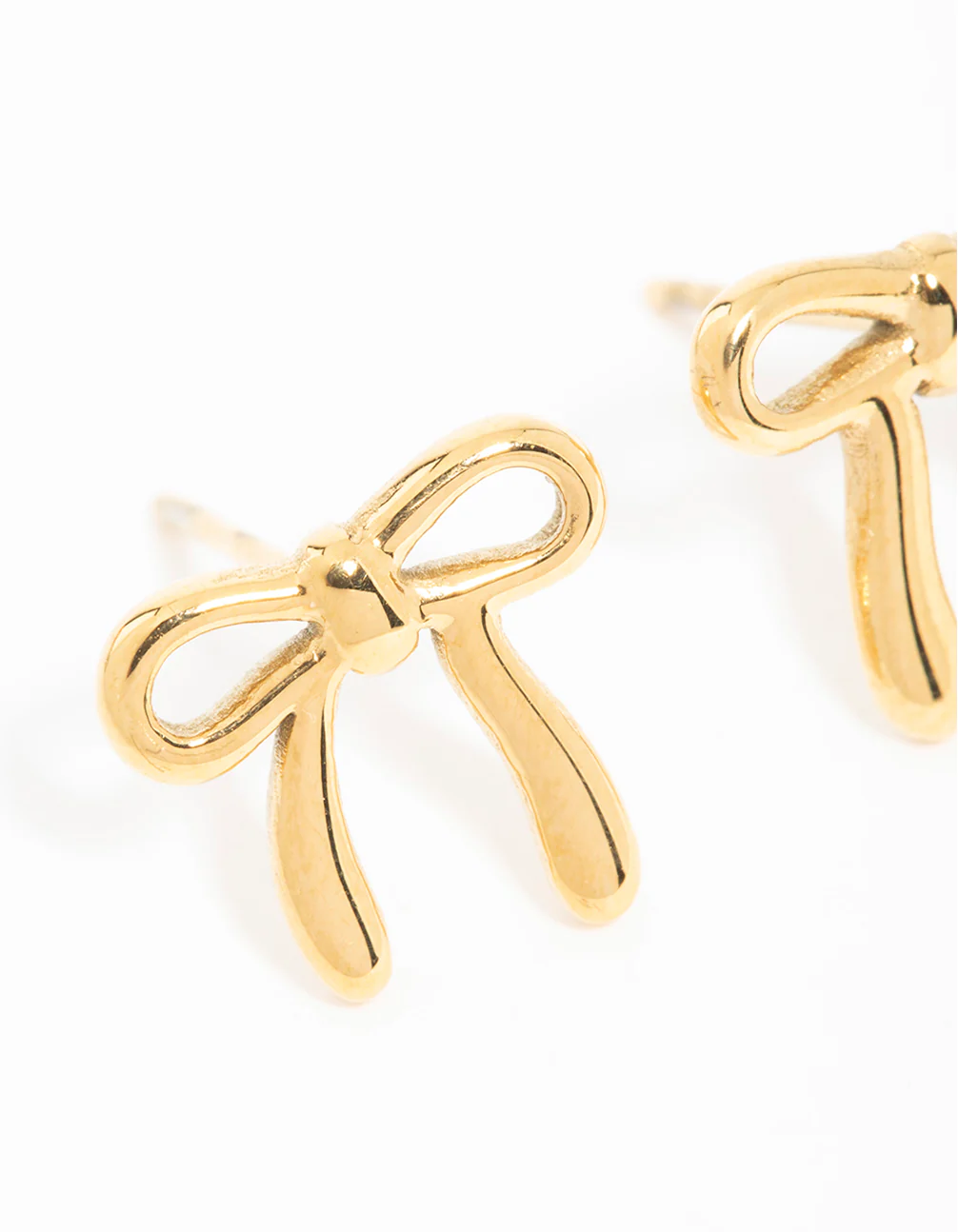 Waterproof Gold Plated Stainless Steel Enamel Bow Stud Earrings - Image 2