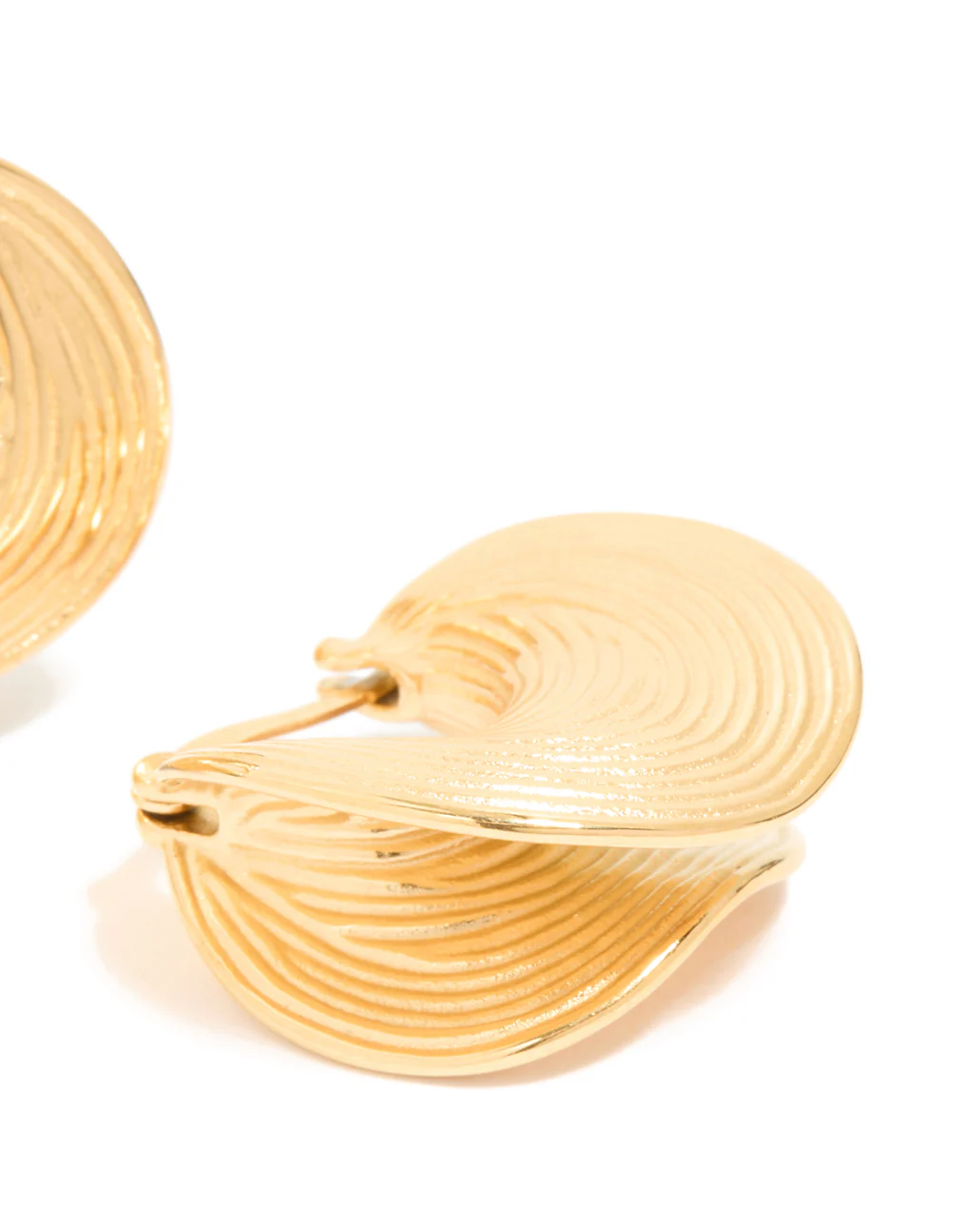 Waterproof Gold Plated Stainless Steel Etched Chunky Hoop Earrings - Image 5