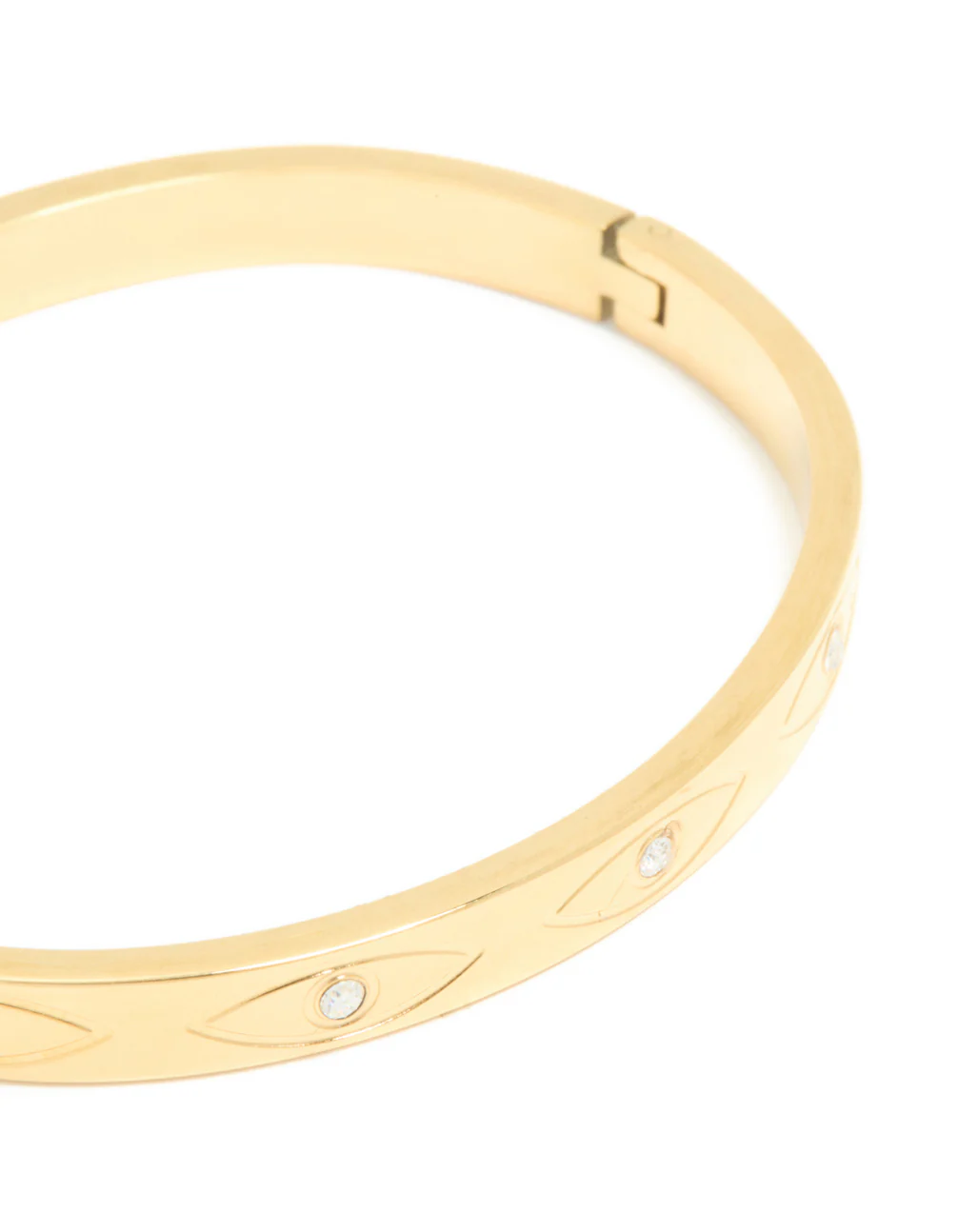 Waterproof Gold Plated Stainless Steel Evil Eye Cubic Zirconia Bangle - Image 4