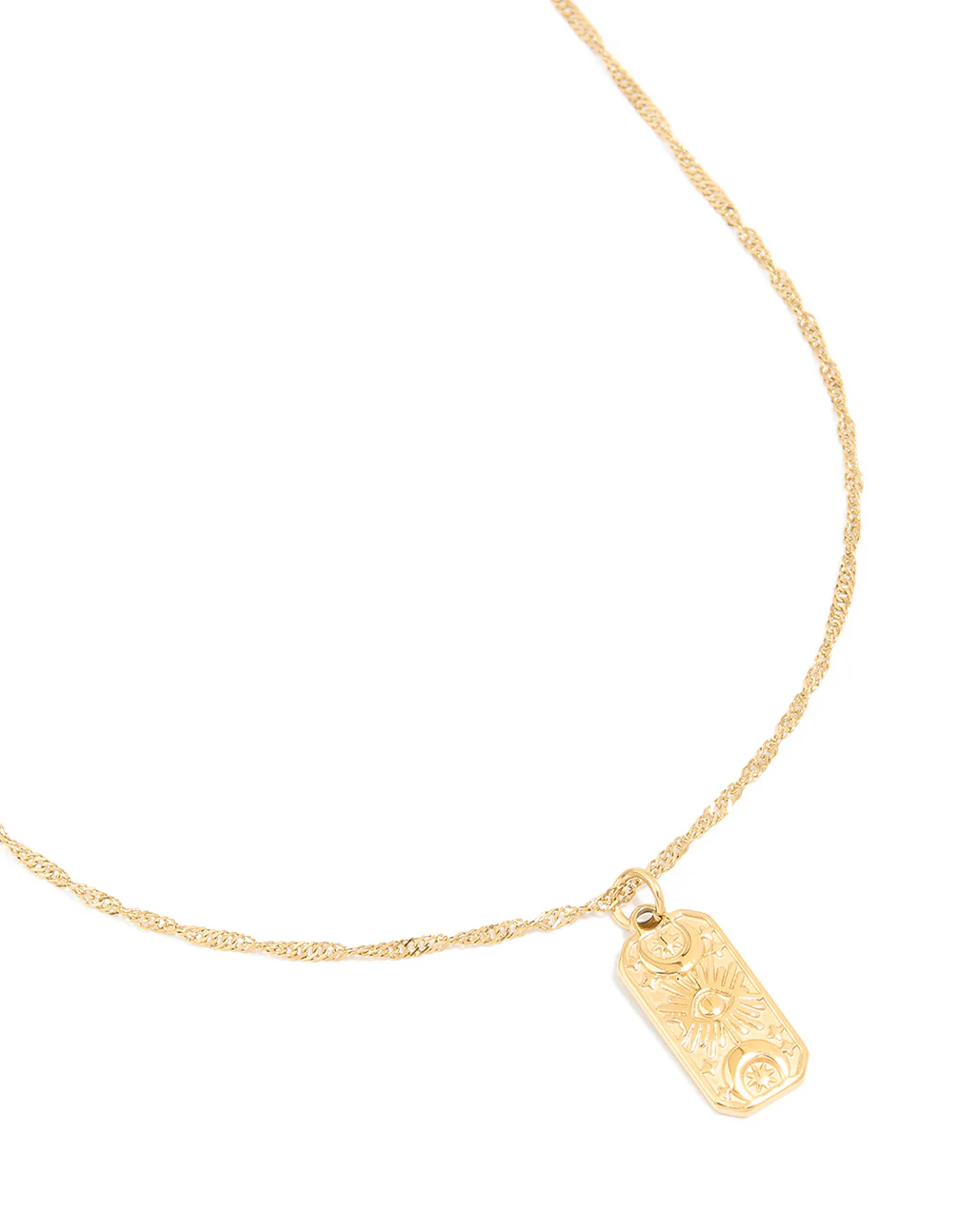 Waterproof Gold Plated Stainless Steel Evil Eye Tab Necklace - Image 2