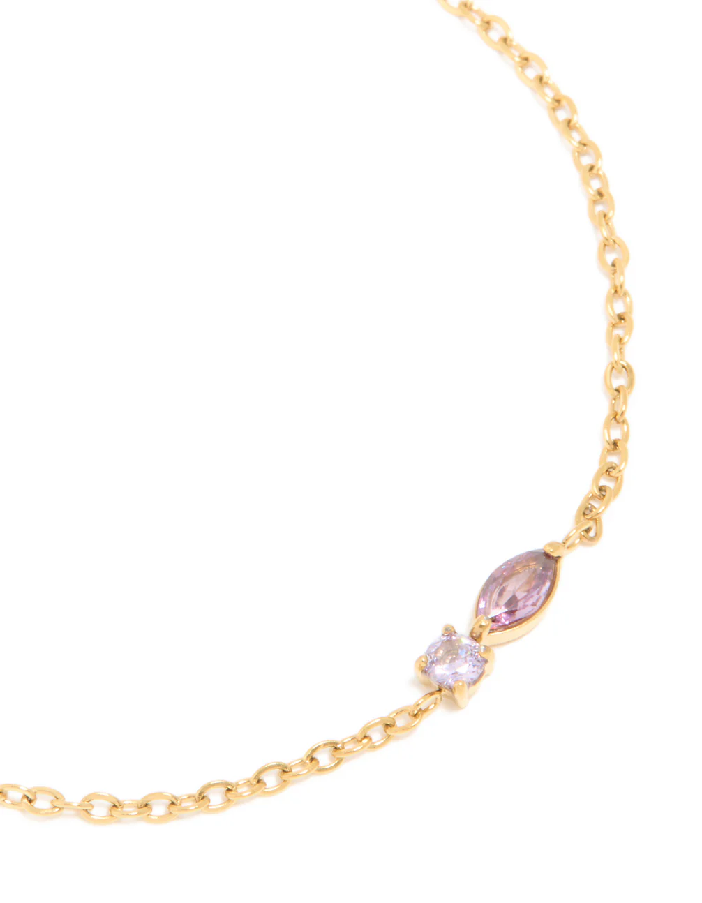 Waterproof Gold Plated Stainless Steel February Purple Cubic Zirconia Birthstone Bracelet - Image 4
