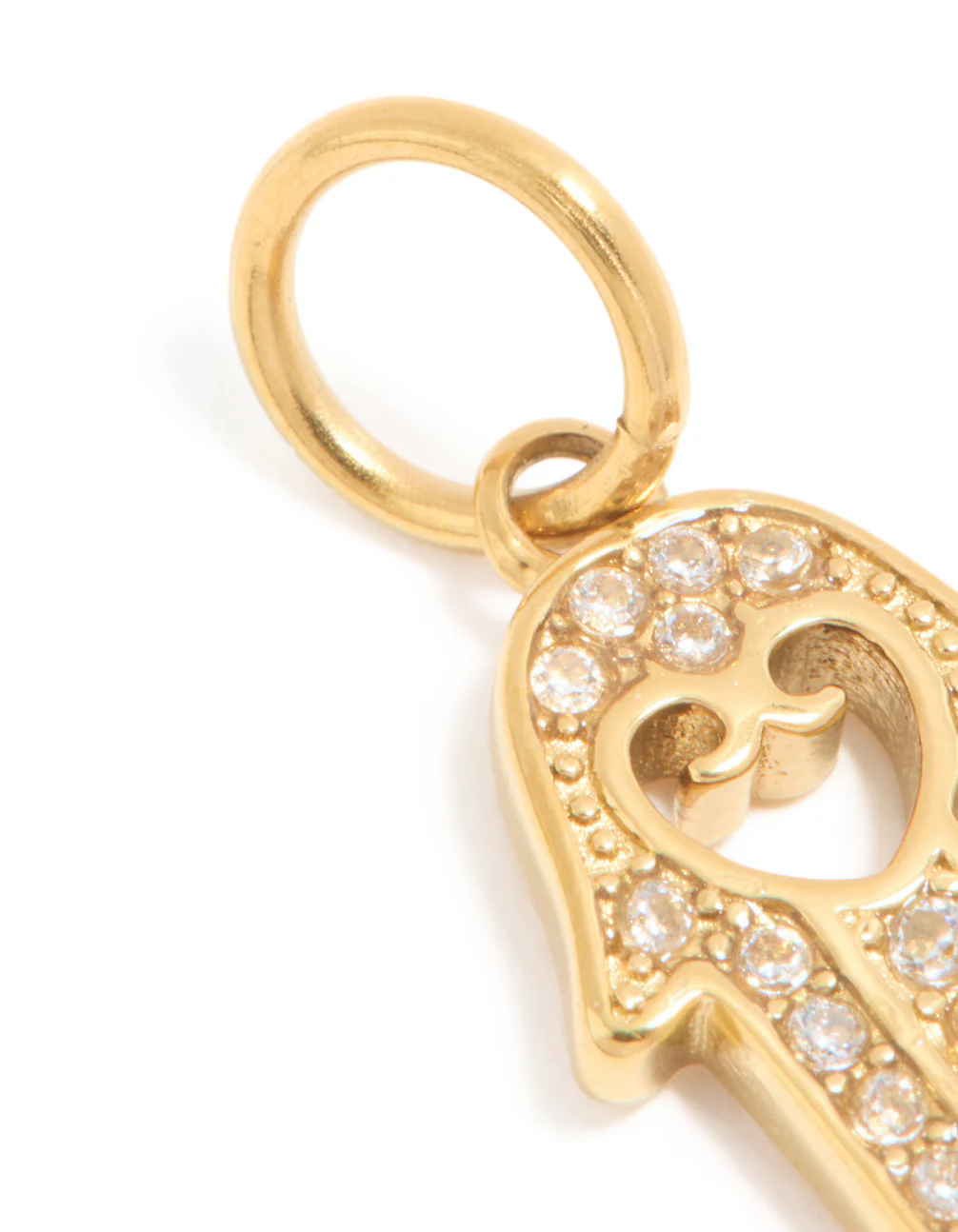 Waterproof Gold Plated Stainless Steel Filigree Hamsa Hand Charm - Image 2
