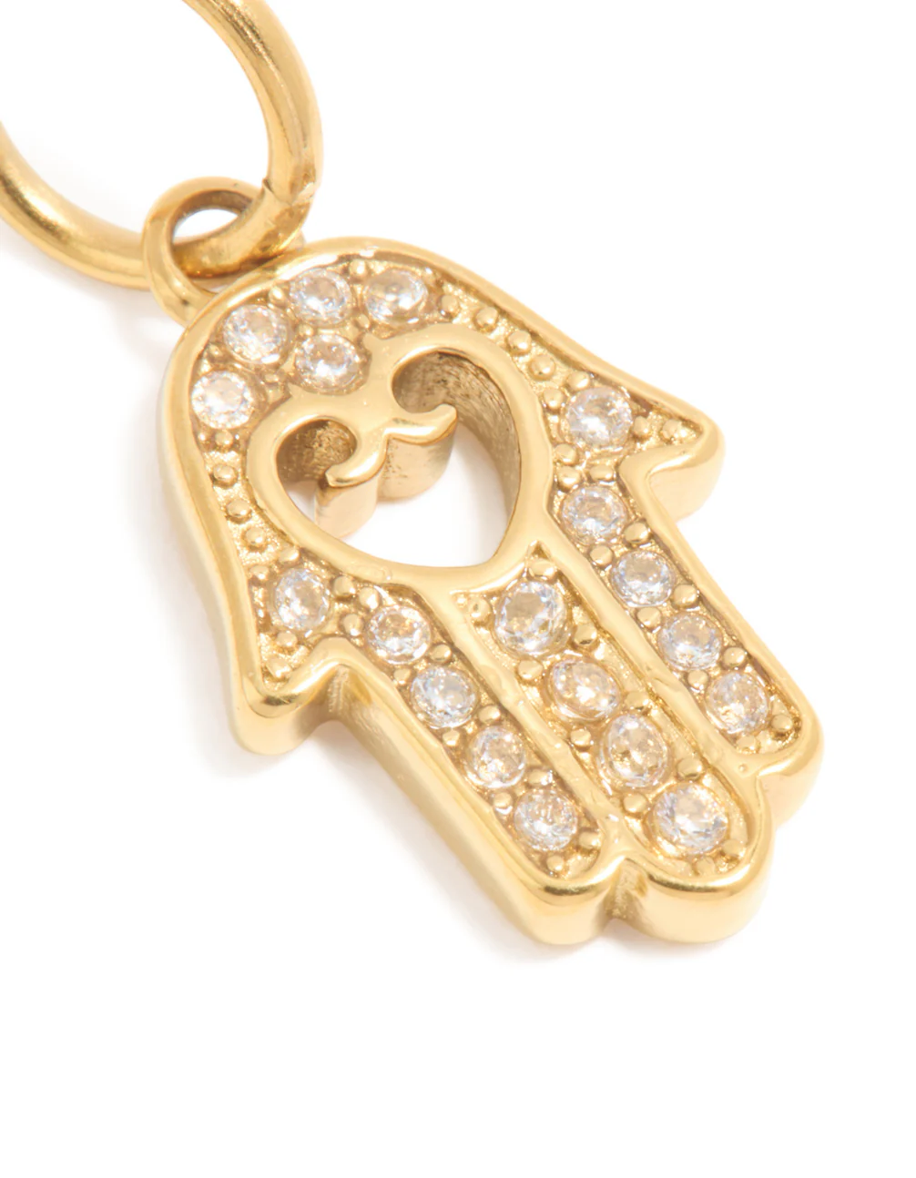 Waterproof Gold Plated Stainless Steel Filigree Hamsa Hand Charm - Image 3