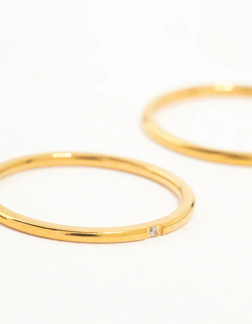 Waterproof Gold Plated Stainless Steel Fine Band Rings 2-Pack - Image 2