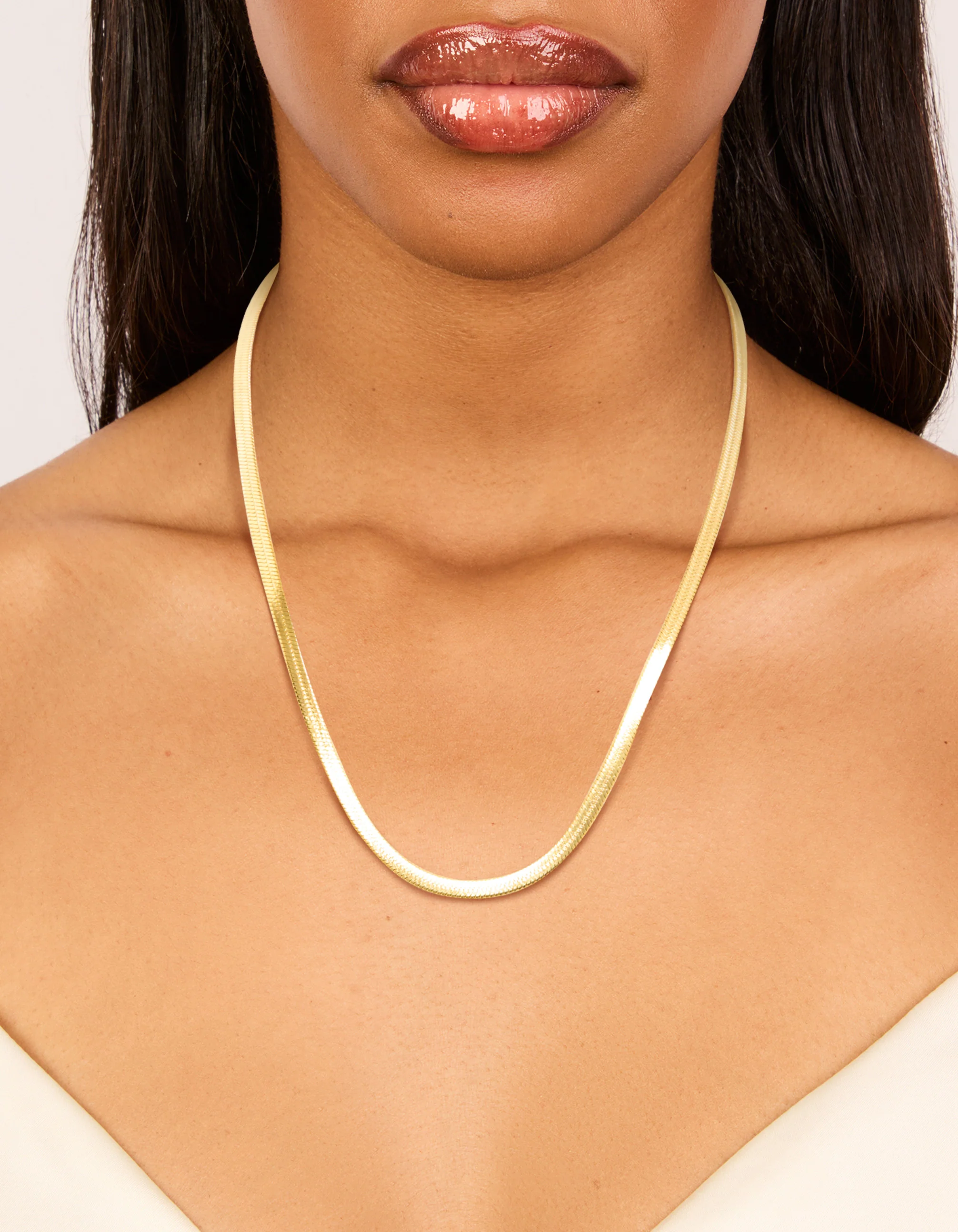 Waterproof Gold Plated Stainless Steel Fine Flat Snake Chain Necklace - Image 2