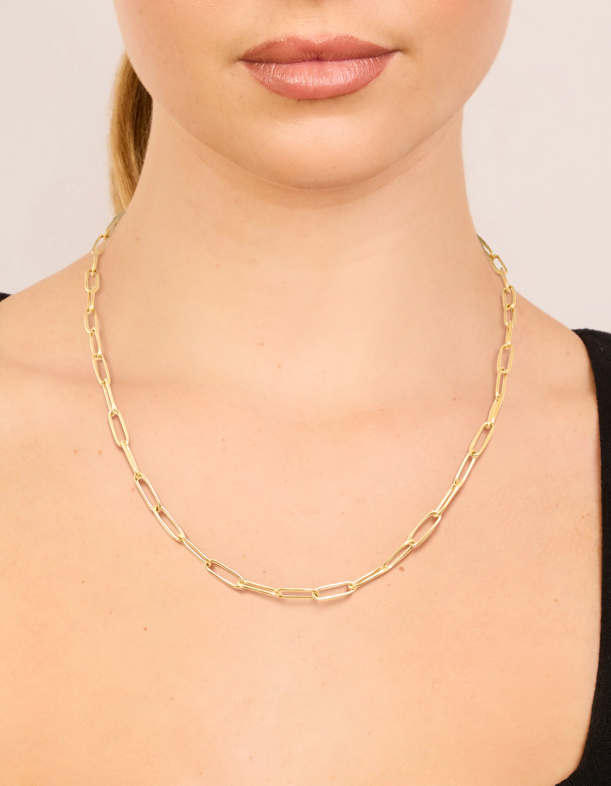 Waterproof Gold Plated Stainless Steel Fine Link Dainty Clasp Necklace - Image 2