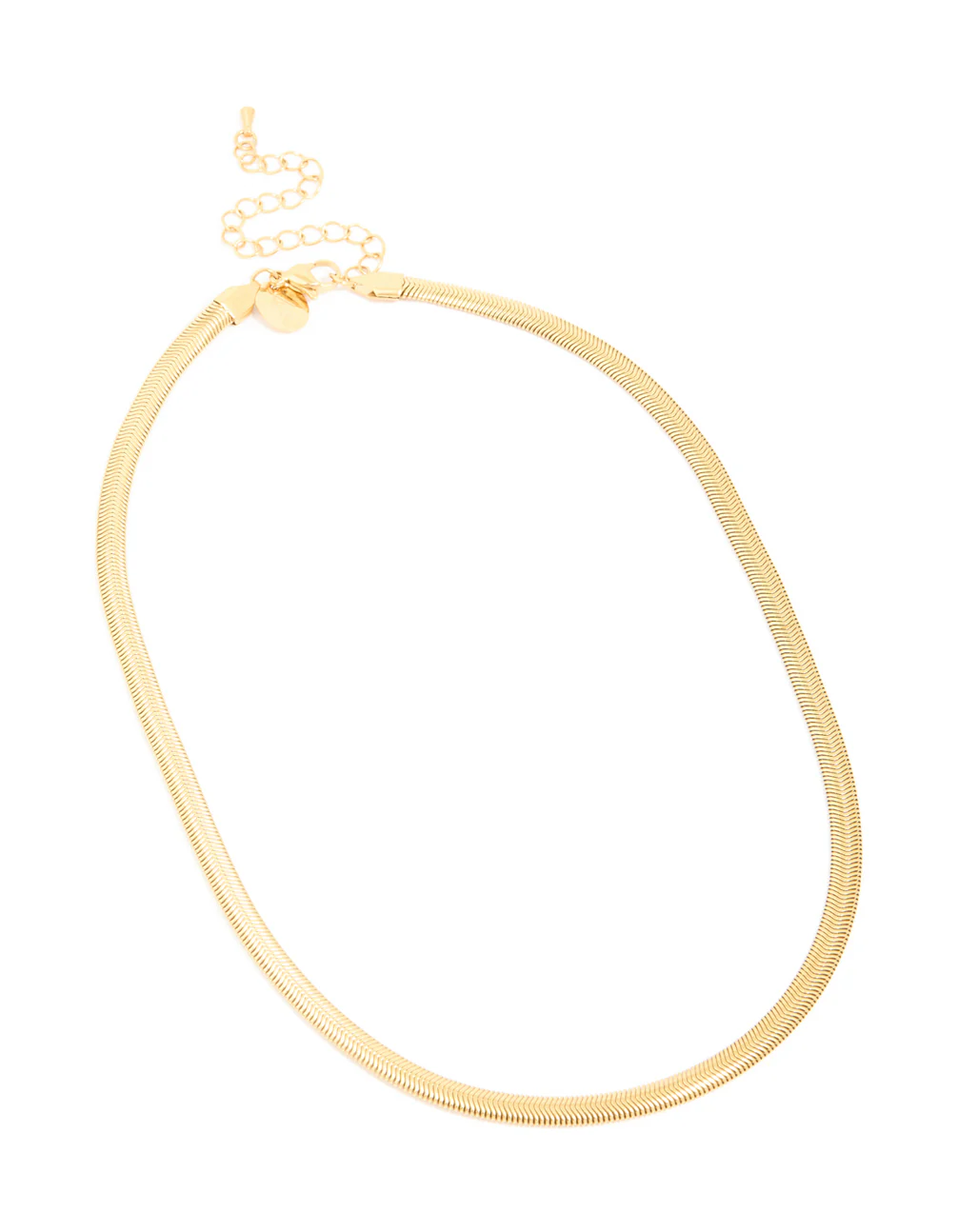 Waterproof Gold Plated Stainless Steel Flat Detail Chain Necklace - Image 2