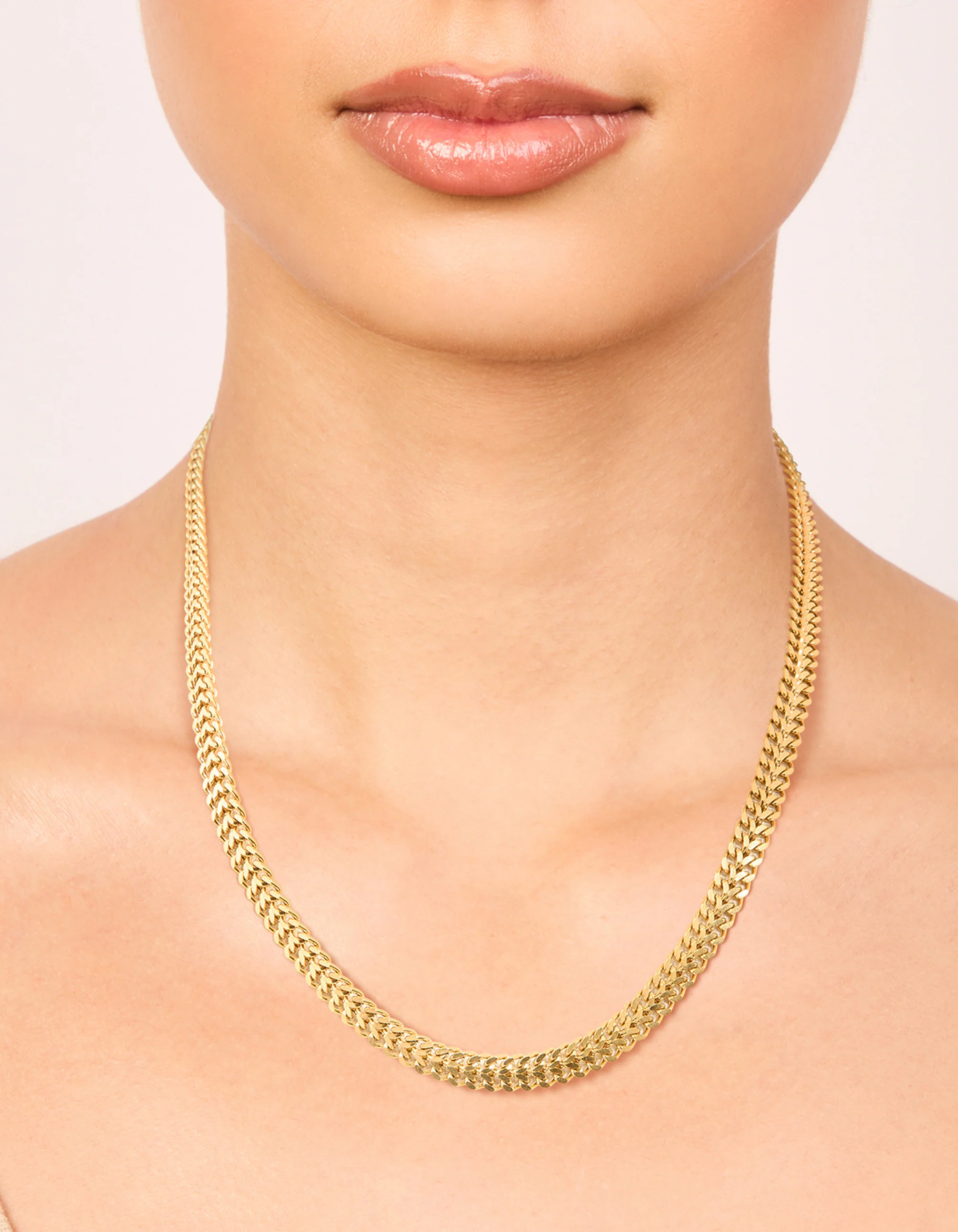 Waterproof Gold Plated Stainless Steel Flat Detail Chain Necklace - Image 4
